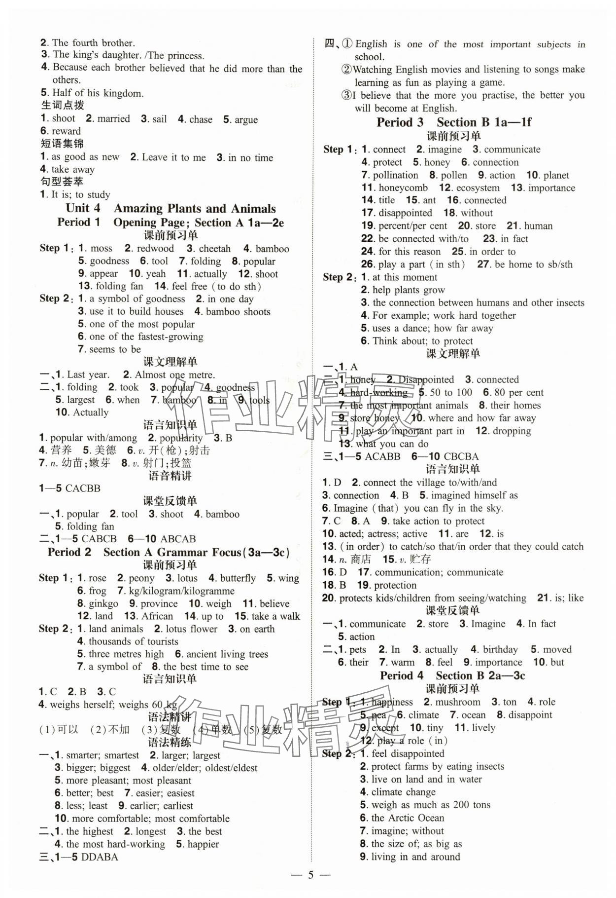 2025年同步沖刺八年級英語上冊人教版&nbsp;參考答案第5頁