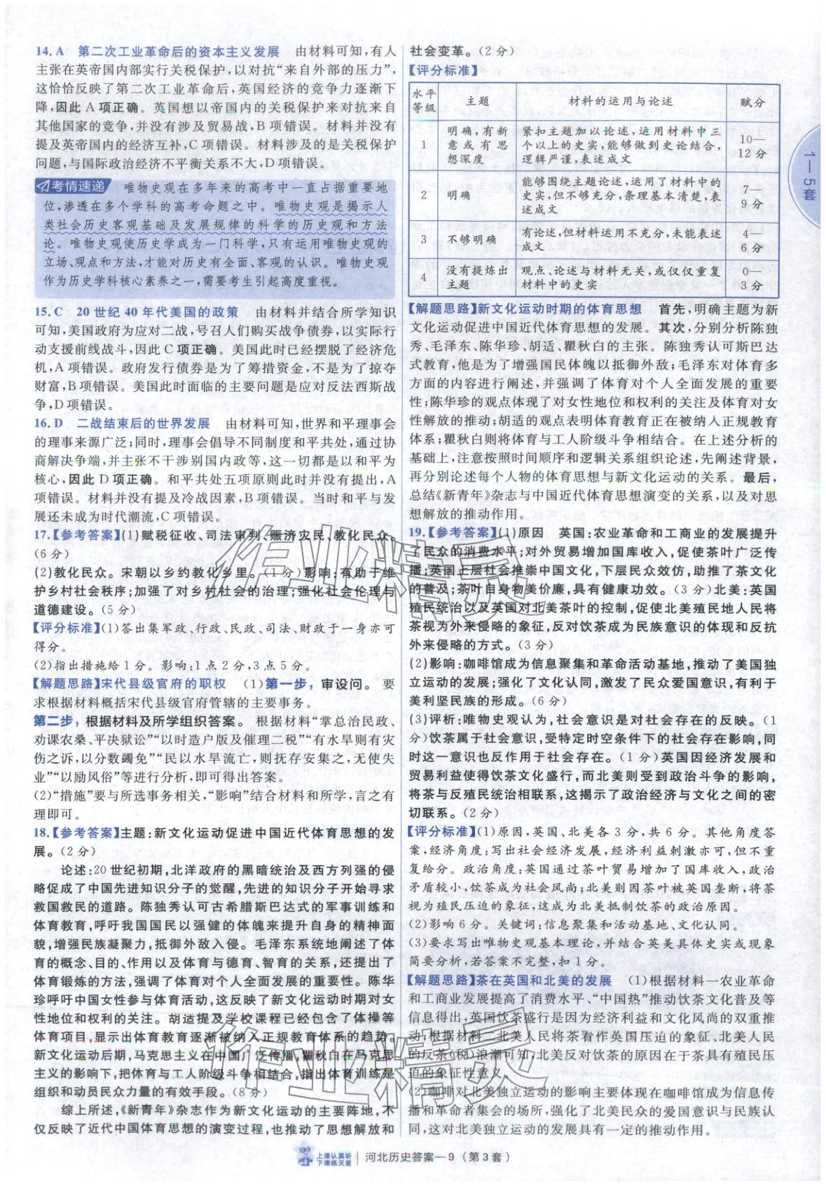 2026年金考卷優秀模擬試卷匯編45套高中歷史河北專版 第9頁