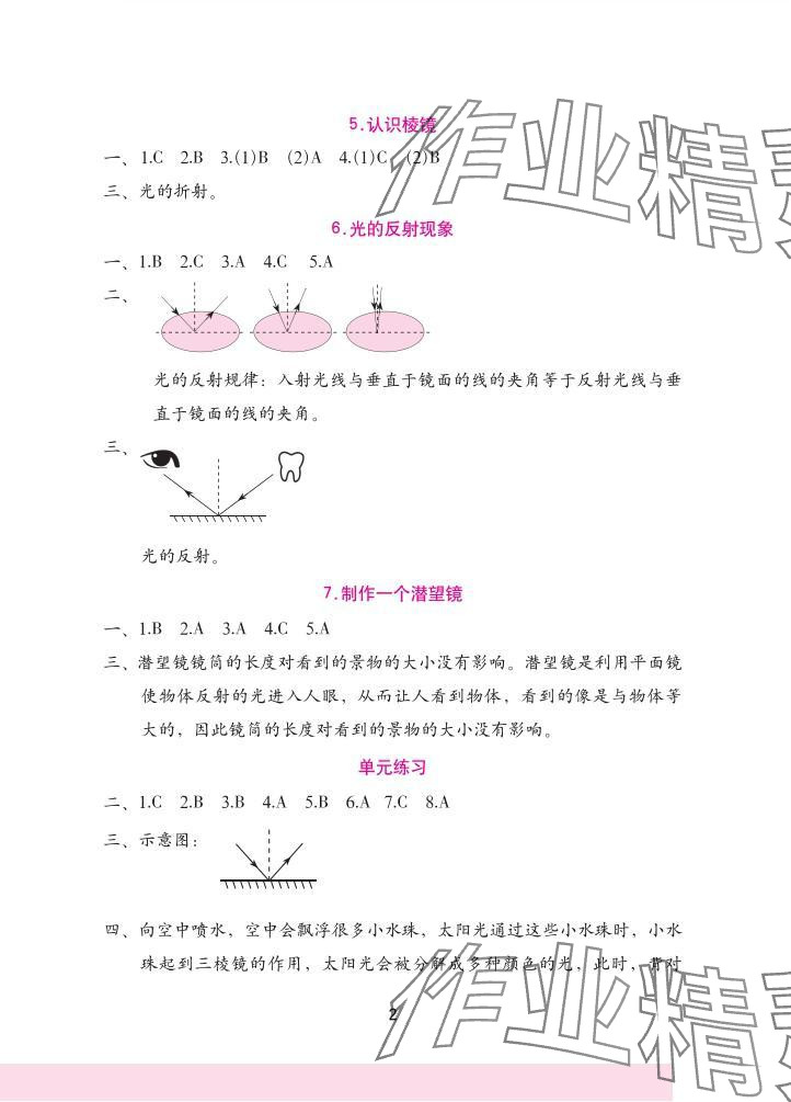 2025年学习与巩固五年级科学上册教科版 参考答案第2页