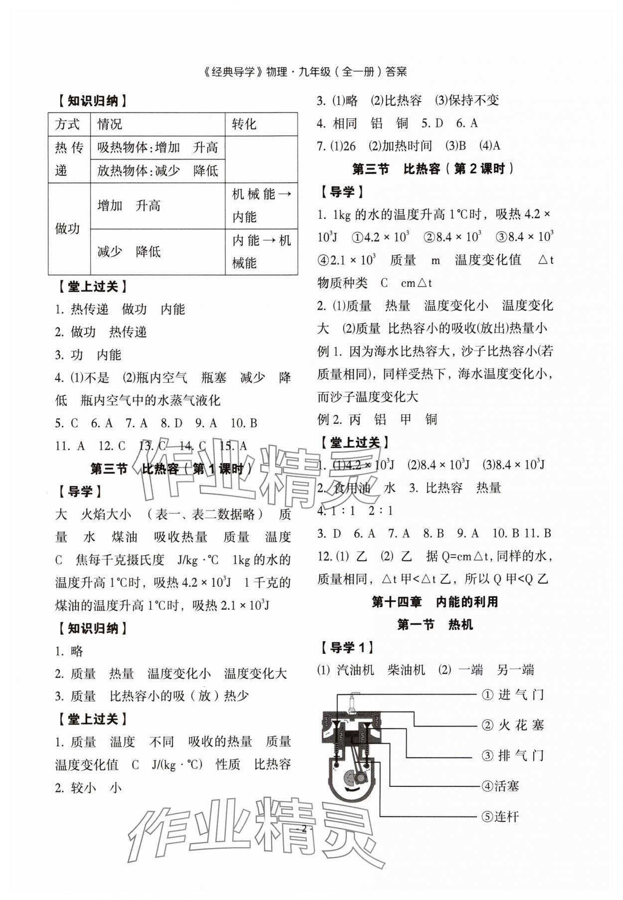 2023年经典导学九年级物理全一册人教版 参考答案第2页