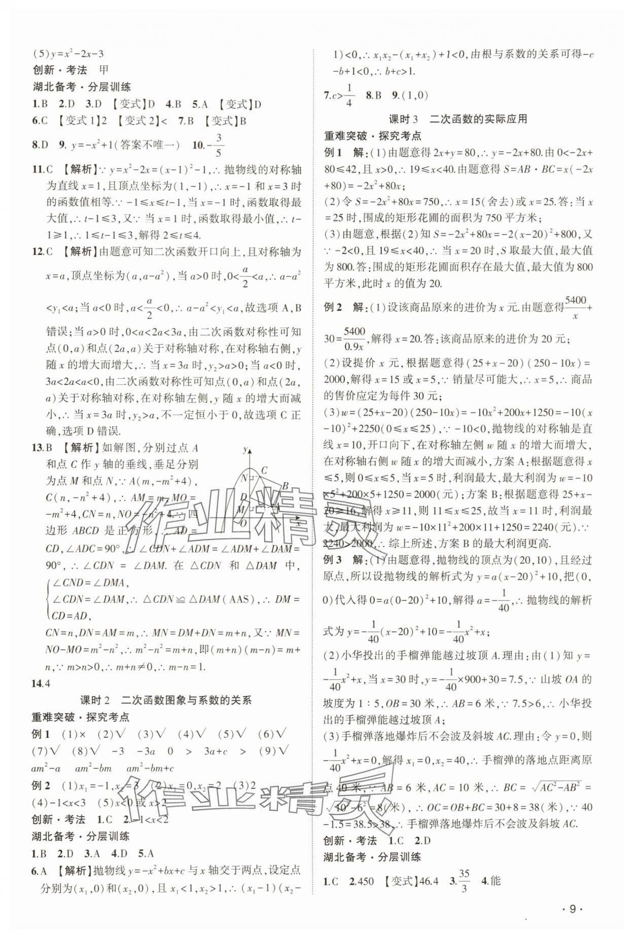 2025年聚焦中考數(shù)學(xué)中考湖北專(zhuān)版 參考答案第9頁(yè)