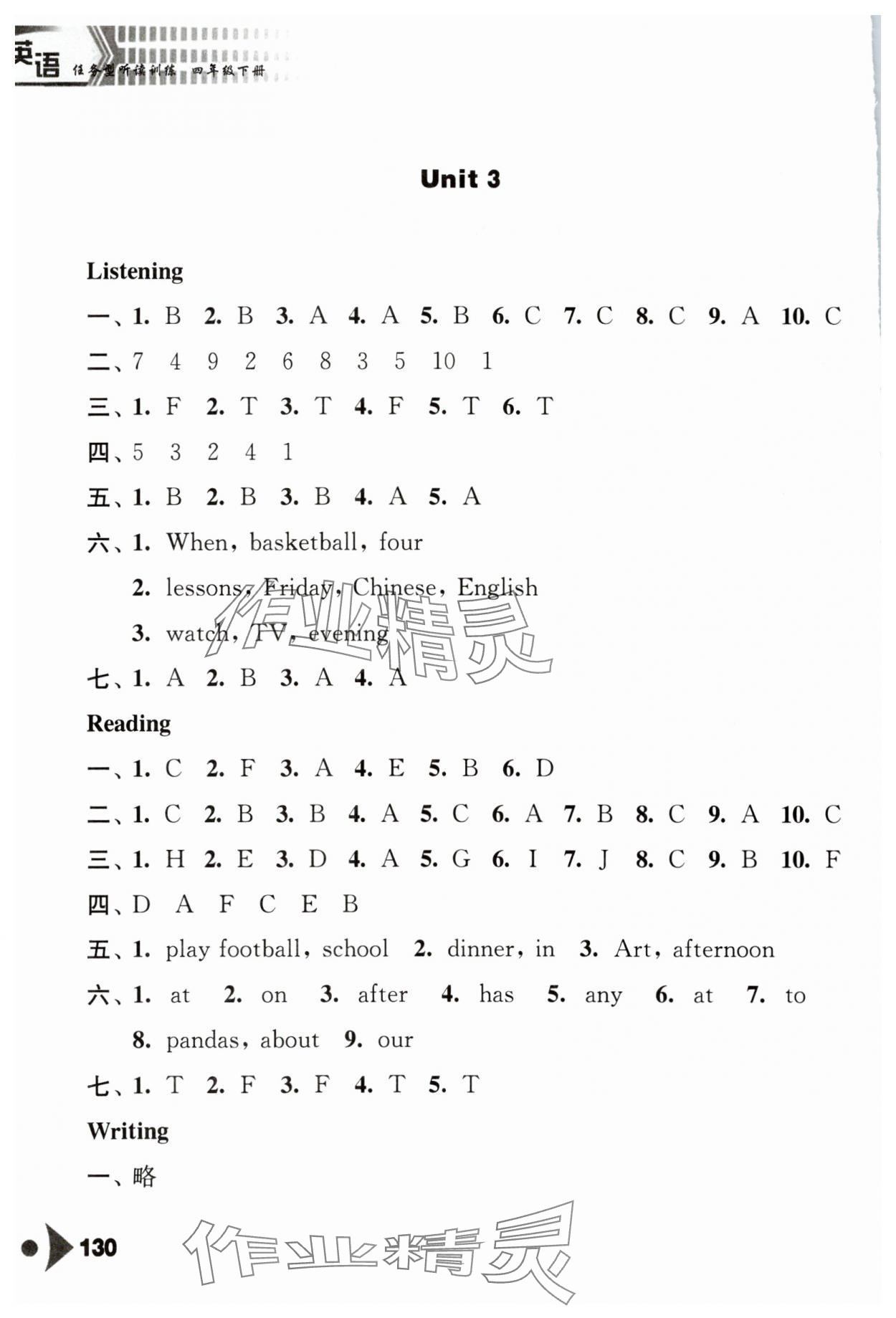 2024年任务型听读训练四年级英语下册译林版&nbsp;第4页