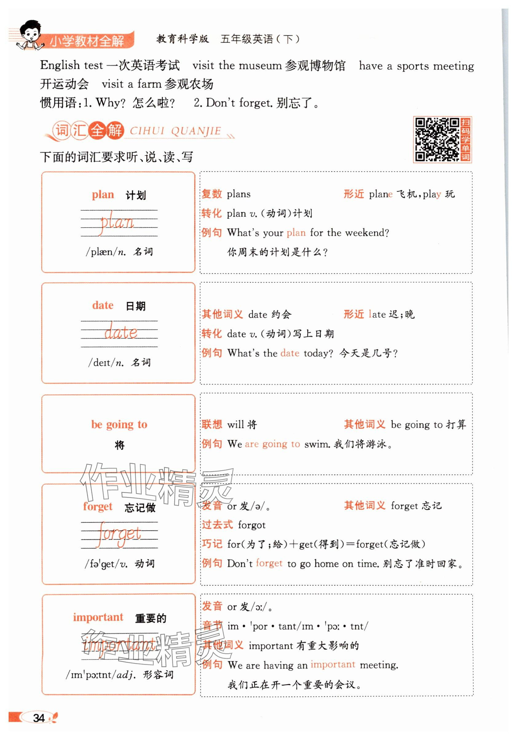 2025年教材課本五年級(jí)英語(yǔ)下冊(cè)教科版 參考答案第34頁(yè)
