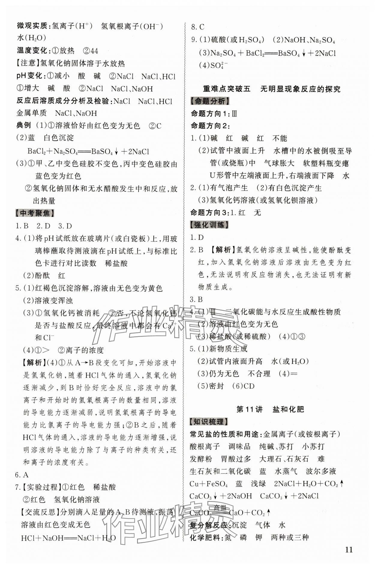 2024年名師中考化學廣東專用 參考答案第11頁