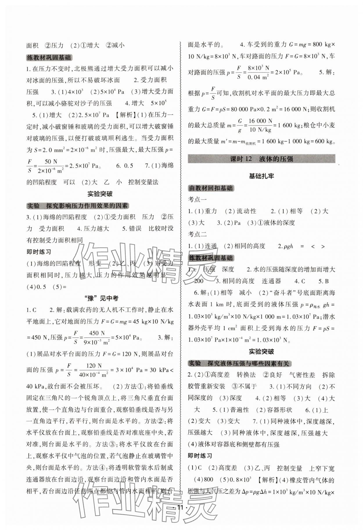 2025年中考復(fù)習(xí)精講與測試物理中考 參考答案第10頁