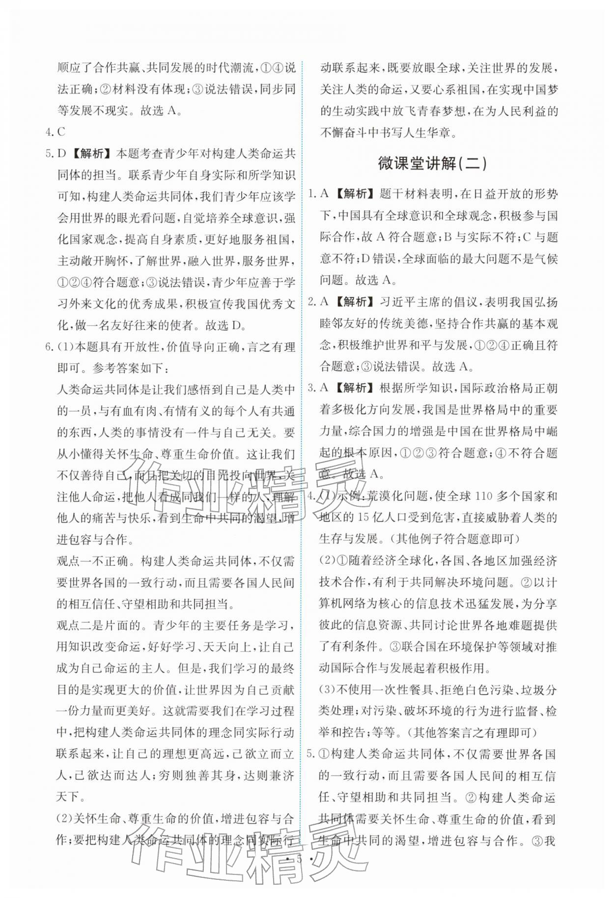 2026年能力培养与测试九年级道德与法治下册人教版&nbsp;参考答案第5页