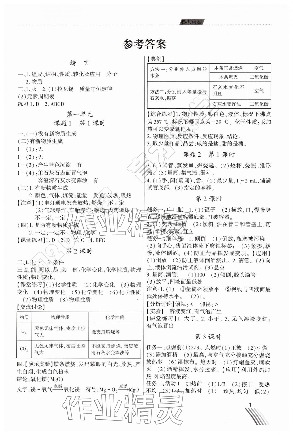 2024年育才课堂教学案九年级化学上册人教版 第1页