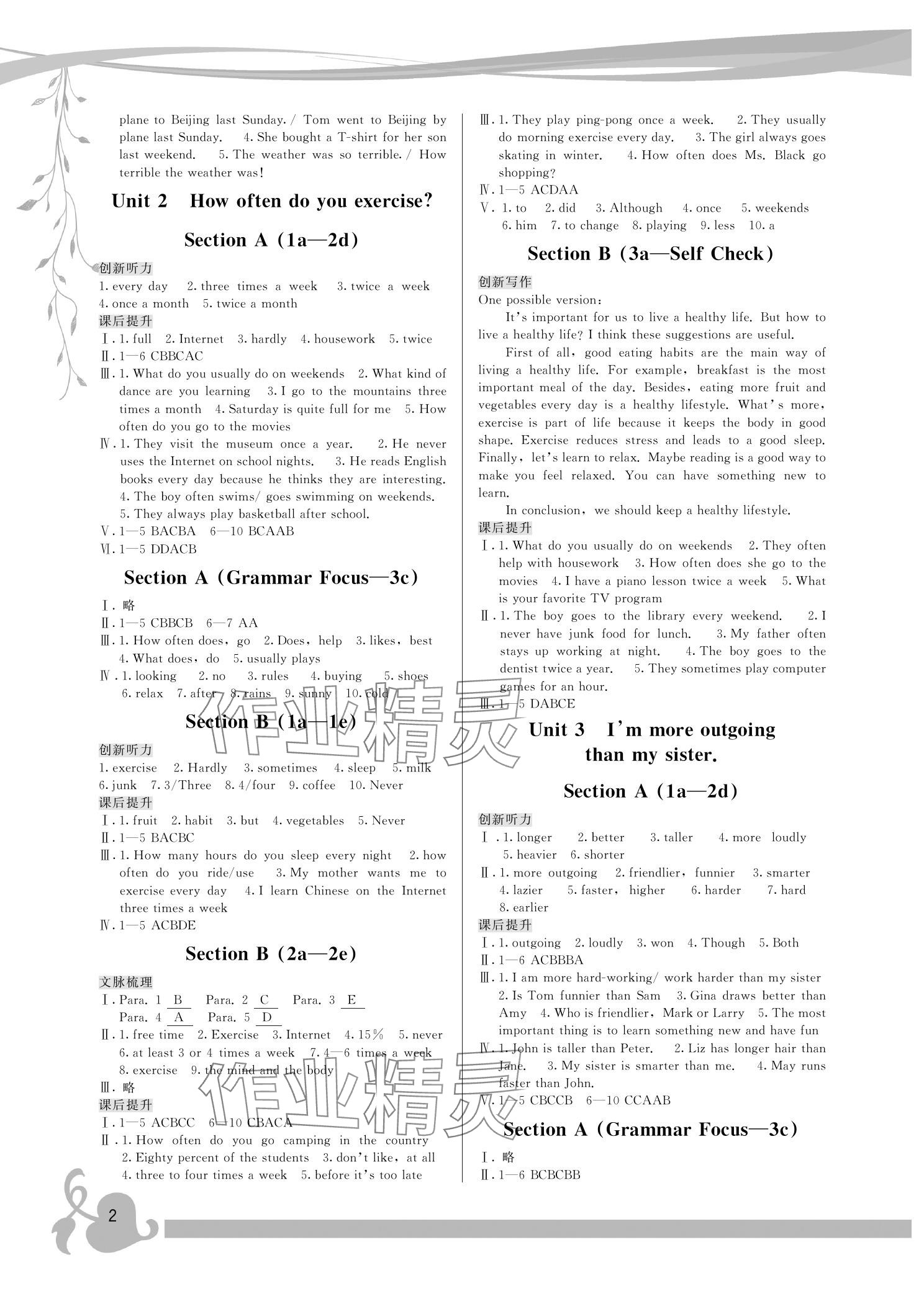 2024年頂尖課課練八年級(jí)英語(yǔ)上冊(cè)人教版 參考答案第2頁(yè)