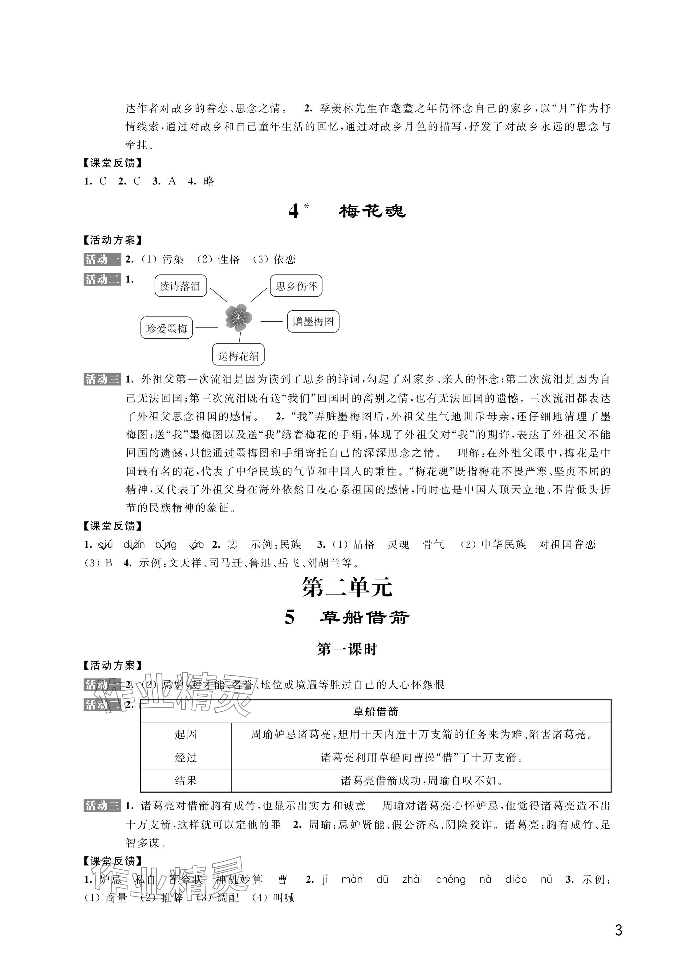2024年優(yōu)思優(yōu)評五年級語文下冊人教版 參考答案第3頁