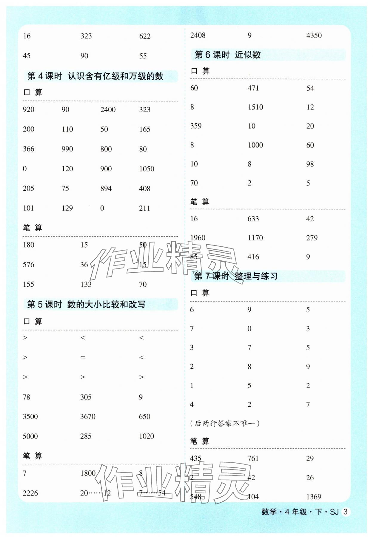 2025年優(yōu)翼口算天天練四年級(jí)數(shù)學(xué)下冊(cè)蘇教版 第3頁