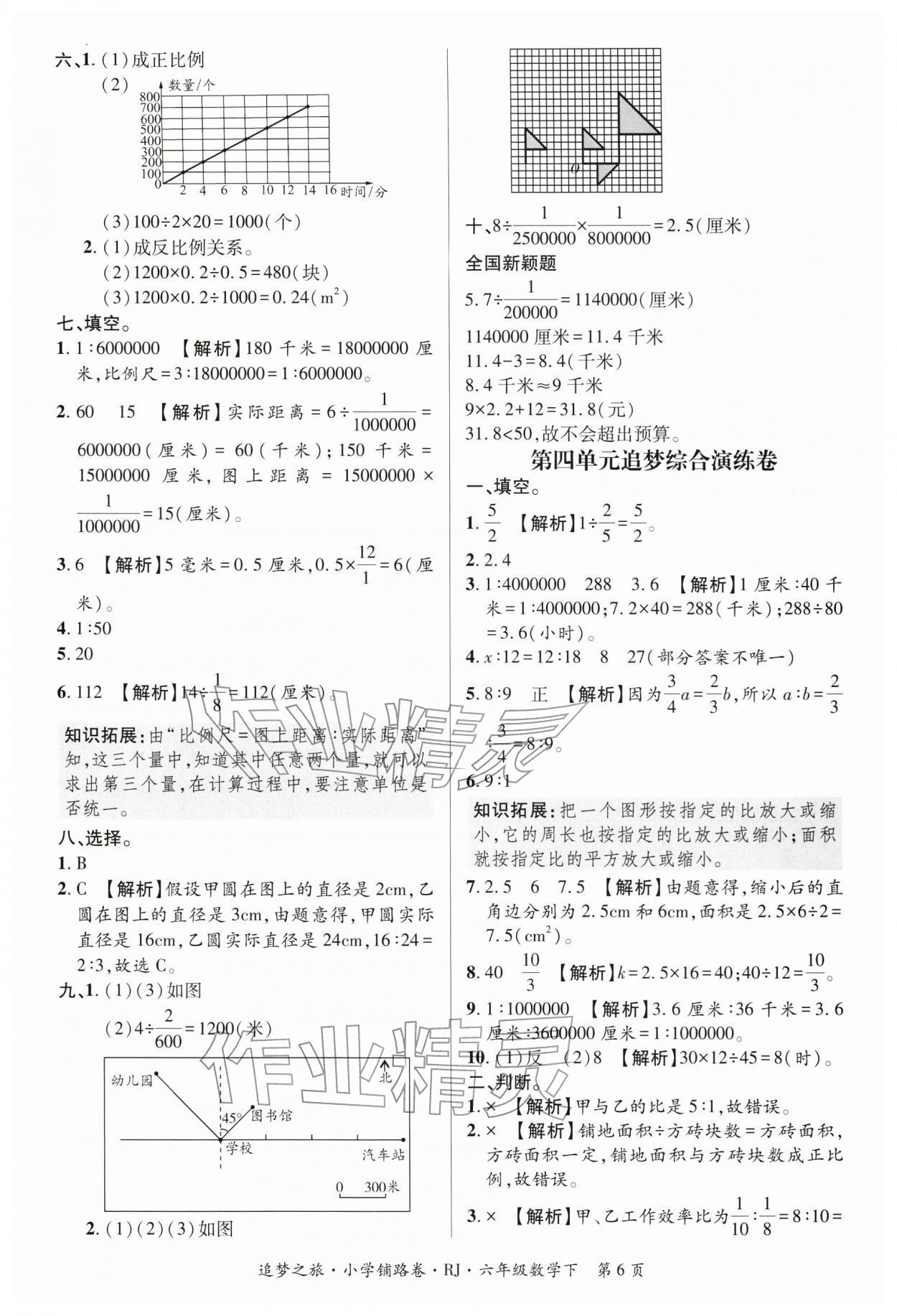 2026年追梦之旅铺路卷六年级数学下册人教版河南专版&nbsp;参考答案第6页