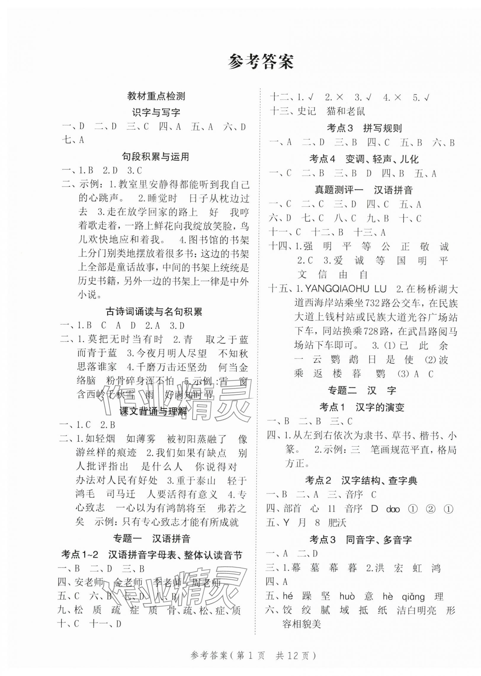2025年优翼小学总复习语文安徽专版 第1页