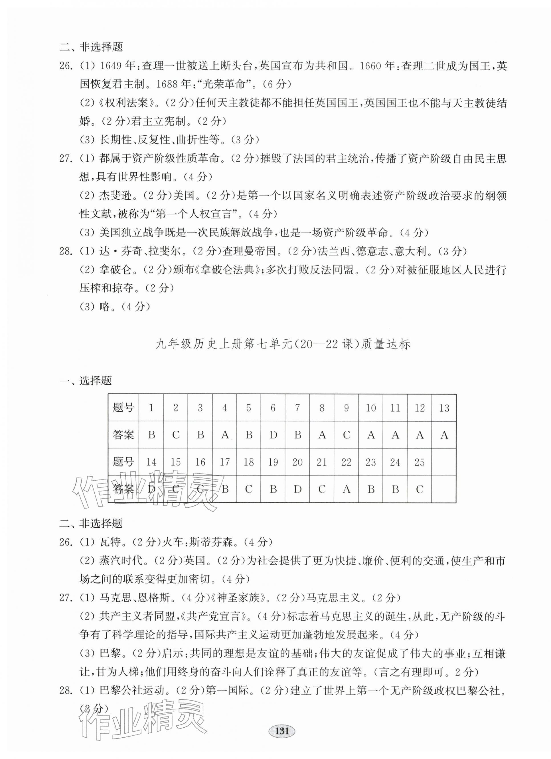 2025年初中历史单元质量达标九年级全一册人教版 第7页