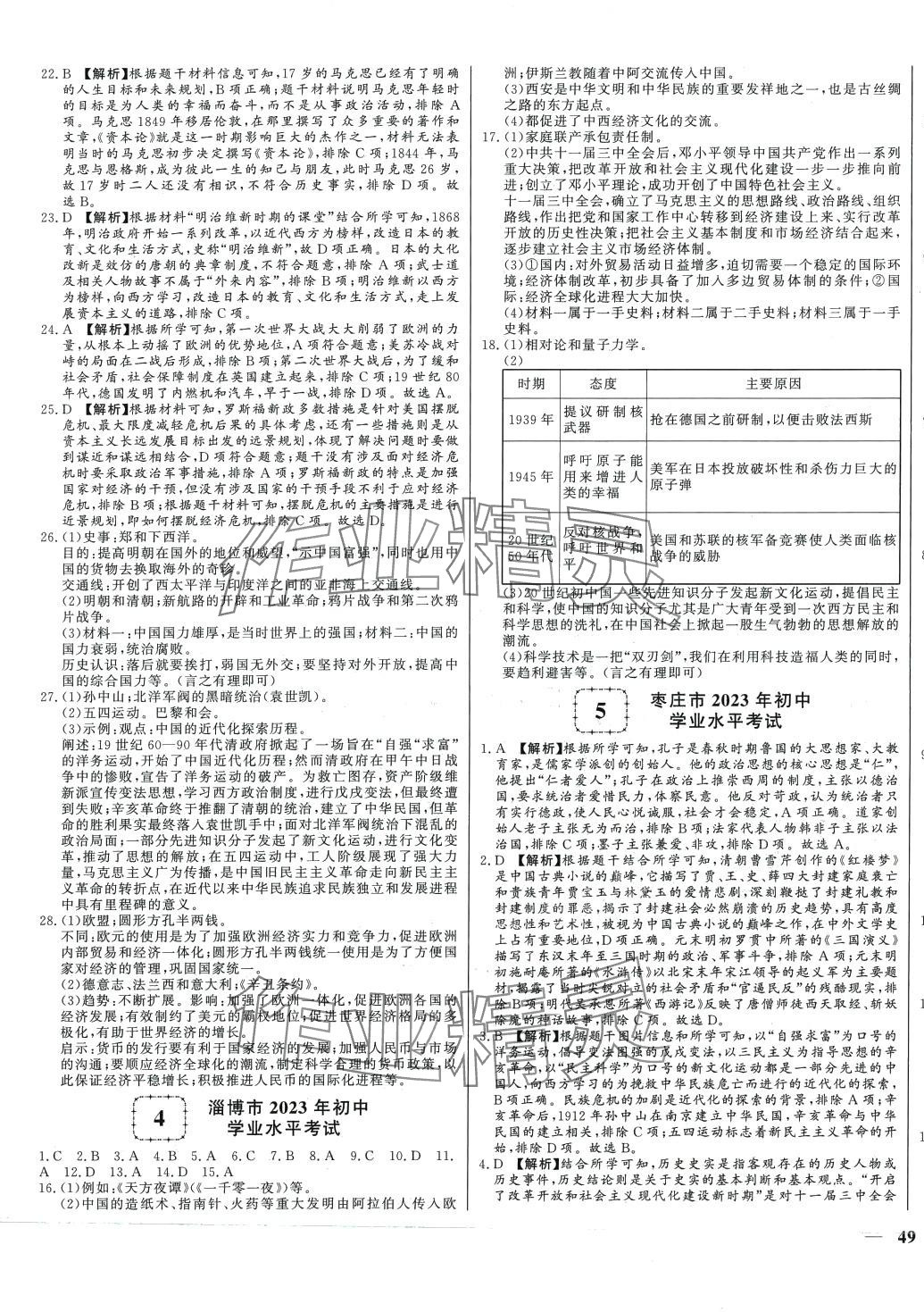 2024年學(xué)考A+卷山東省中考真題匯編歷史中考 第5頁