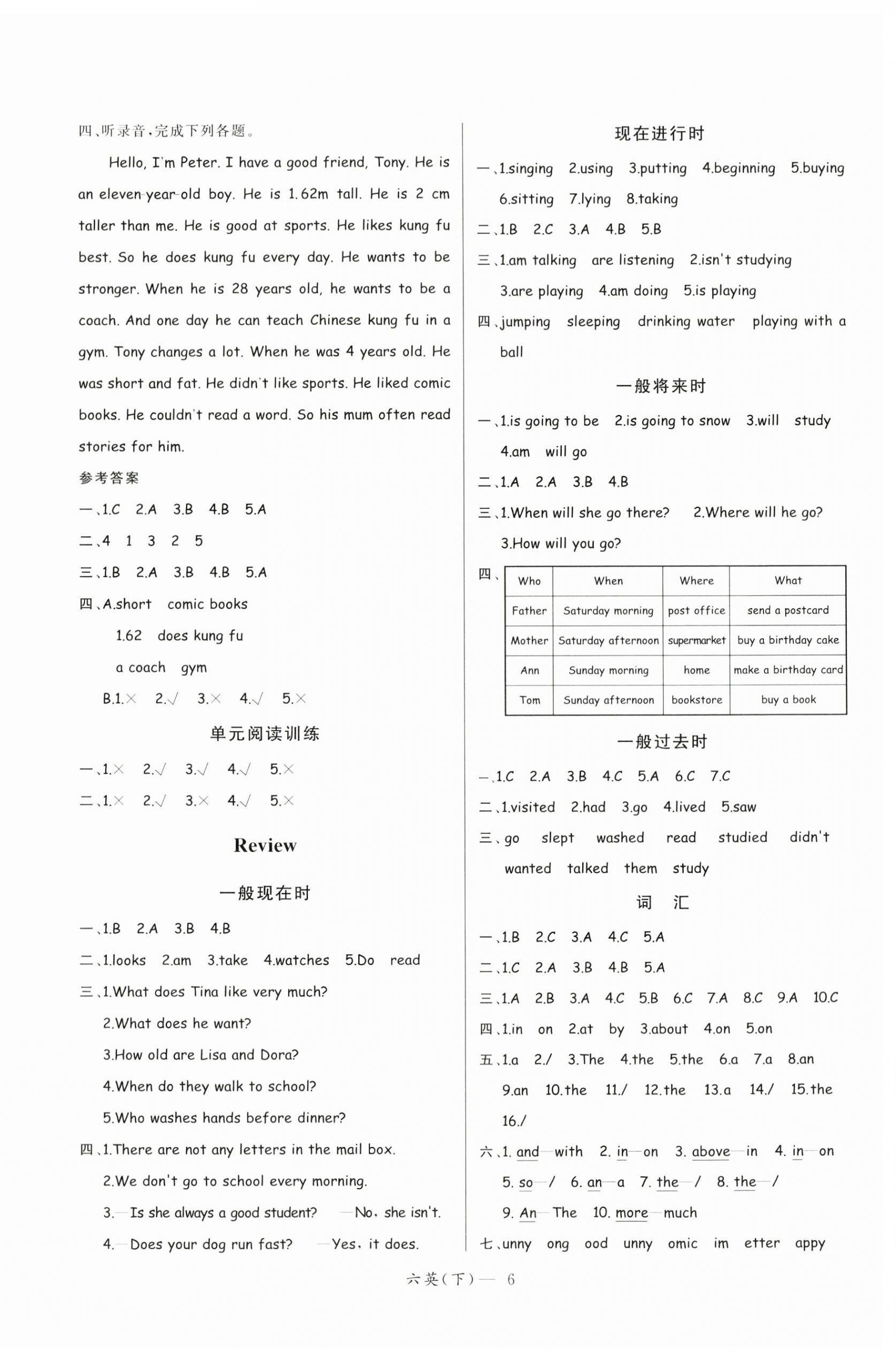 2024年小學學習好幫手六年級英語下冊人教版 第6頁