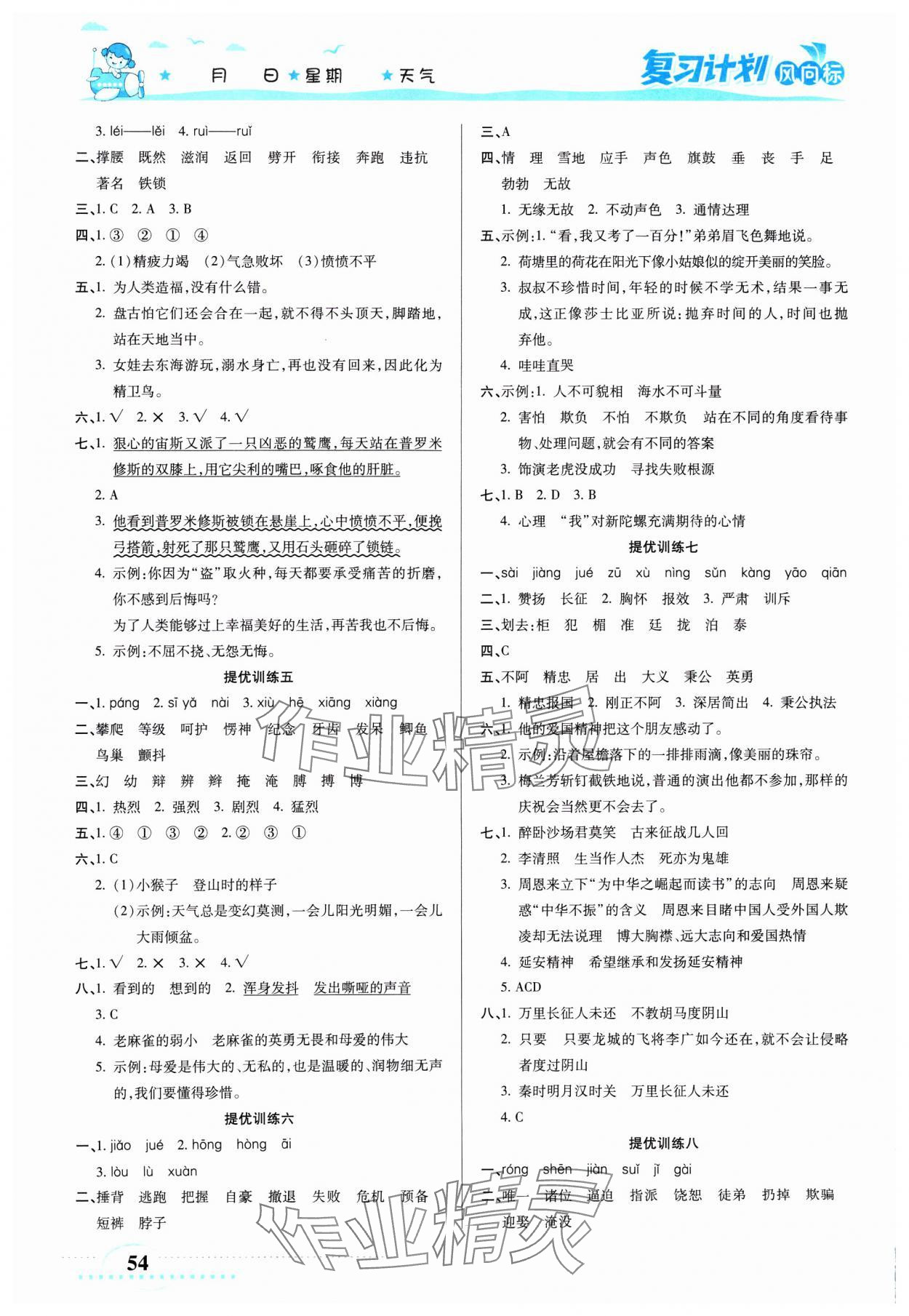 2025年復(fù)習(xí)計(jì)劃風(fēng)向標(biāo)寒四年級語文人教版 第2頁