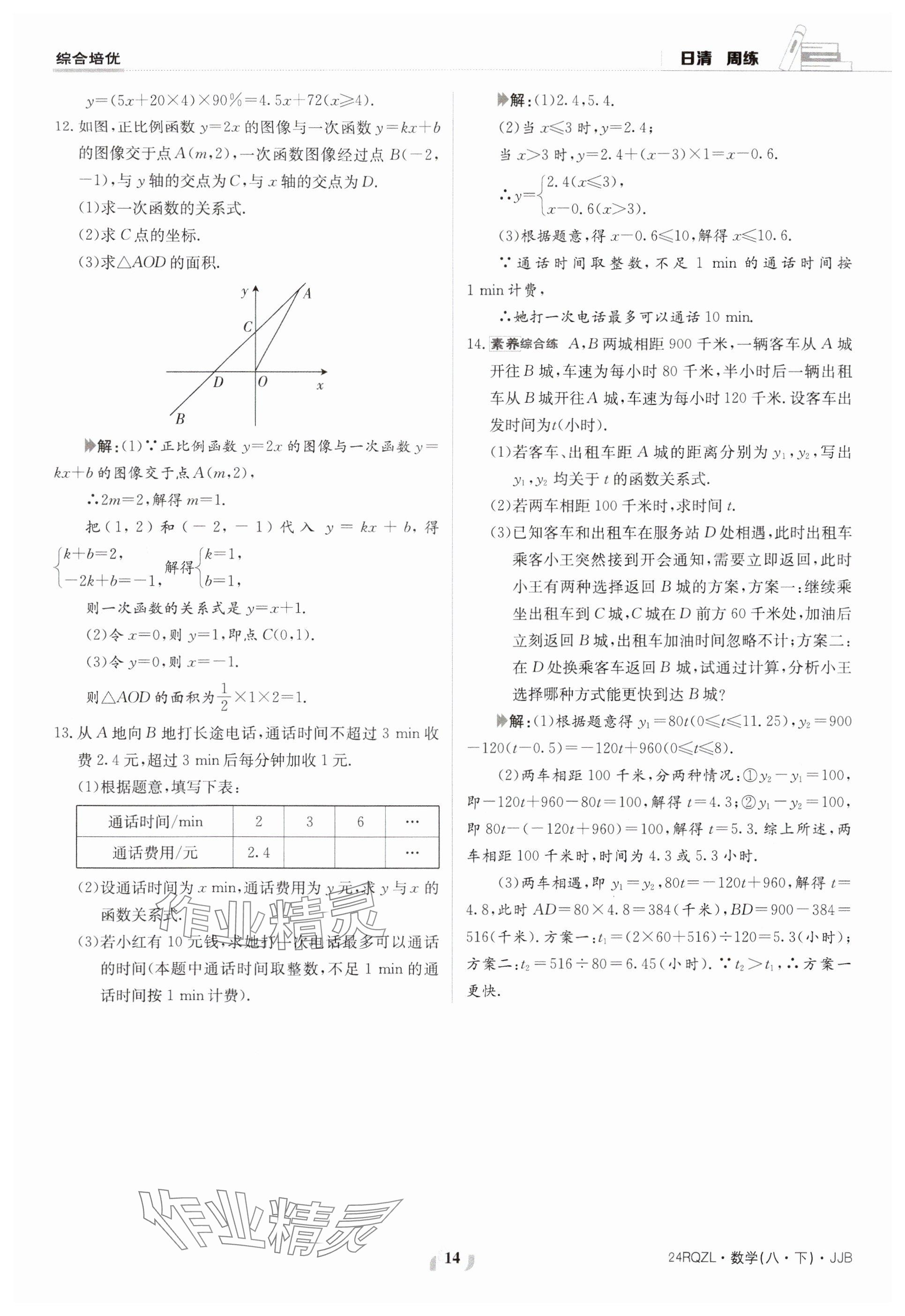 2024年日清周練八年級數(shù)學(xué)下冊冀教版 參考答案第14頁