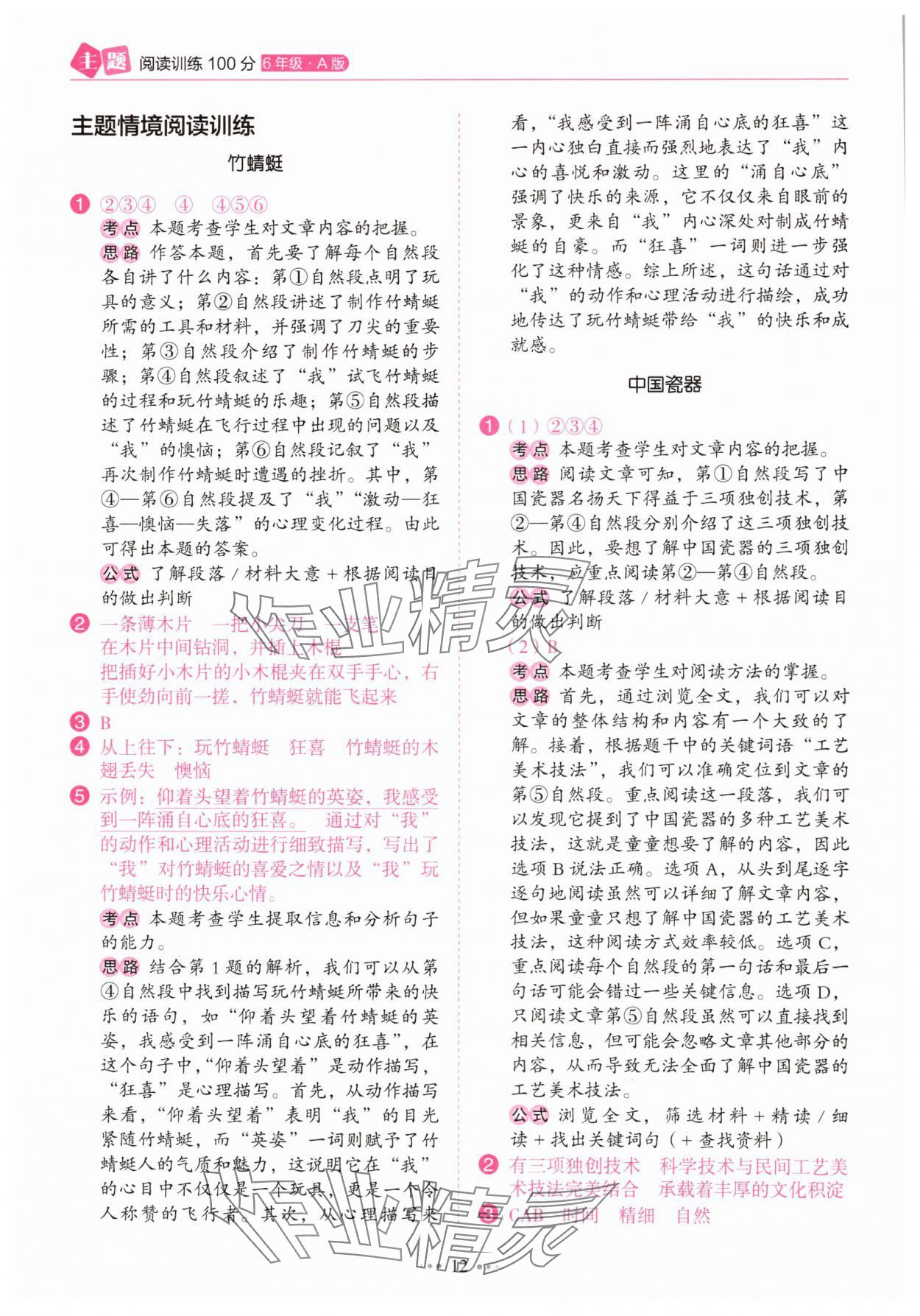 2024年主題閱讀訓練100分六年級語文人教版浙江專版 第12頁