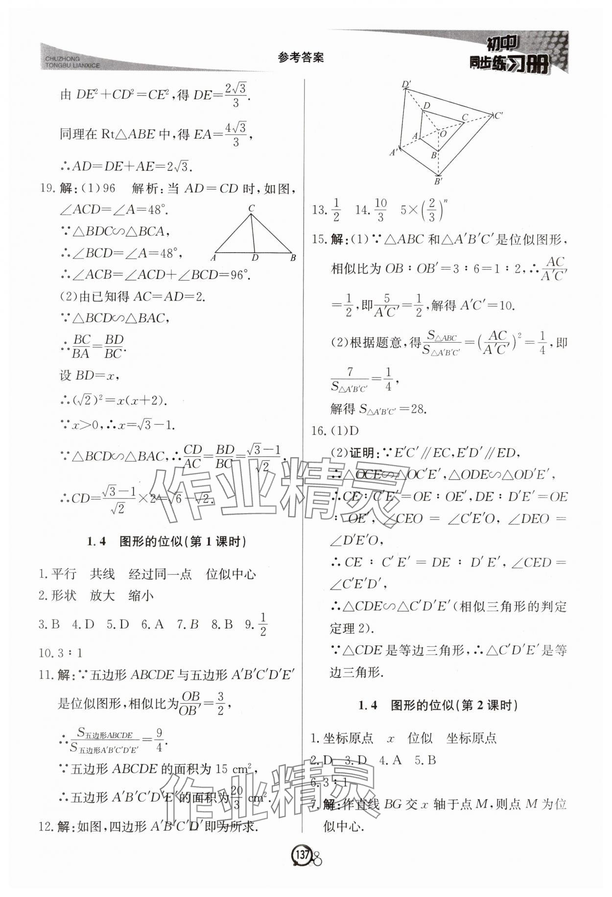 2024年初中同步练习册九年级数学上册青岛版北京教育出版社 第7页