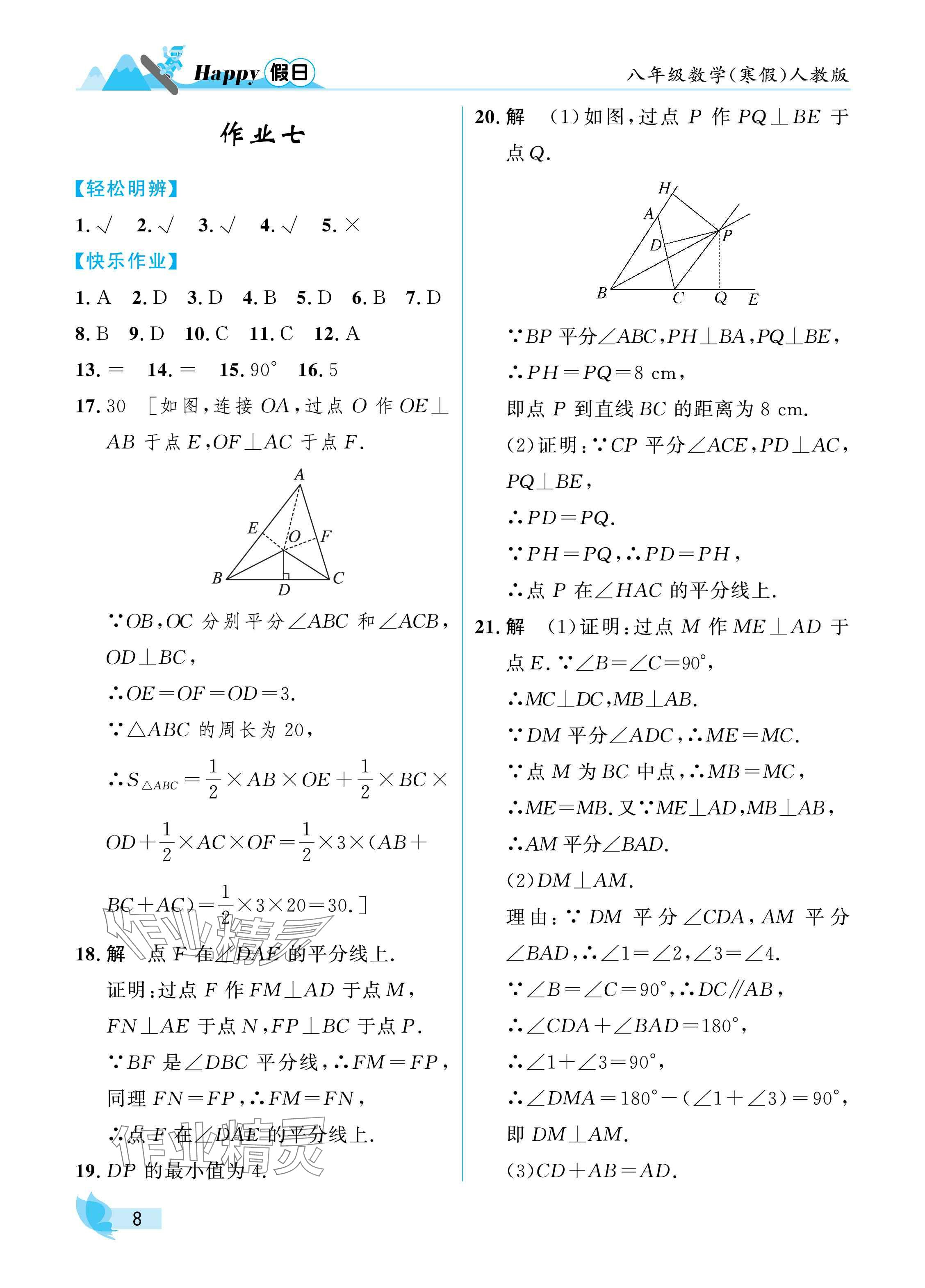 2025年寒假Happy假日八年級數(shù)學人教版 參考答案第8頁