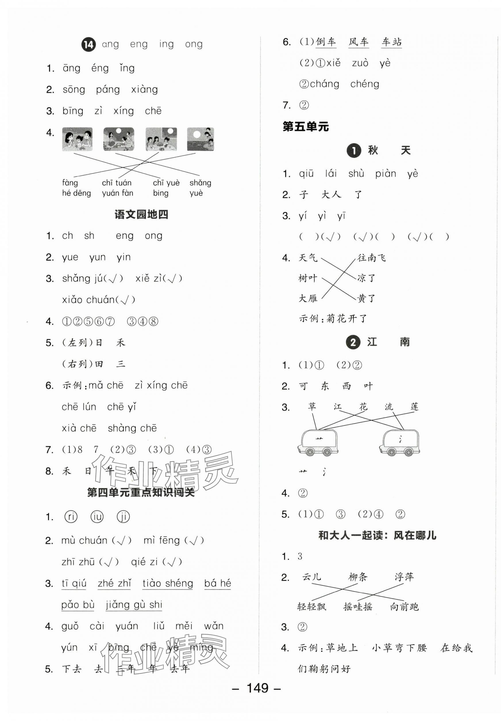 2024年全品學(xué)練考一年級(jí)語(yǔ)文上冊(cè)人教版 參考答案第5頁(yè)