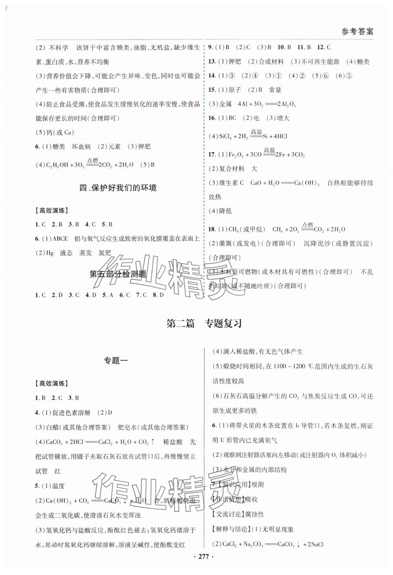 2024年初中畢業(yè)升學(xué)復(fù)習(xí)指導(dǎo)化學(xué) 參考答案第6頁(yè)