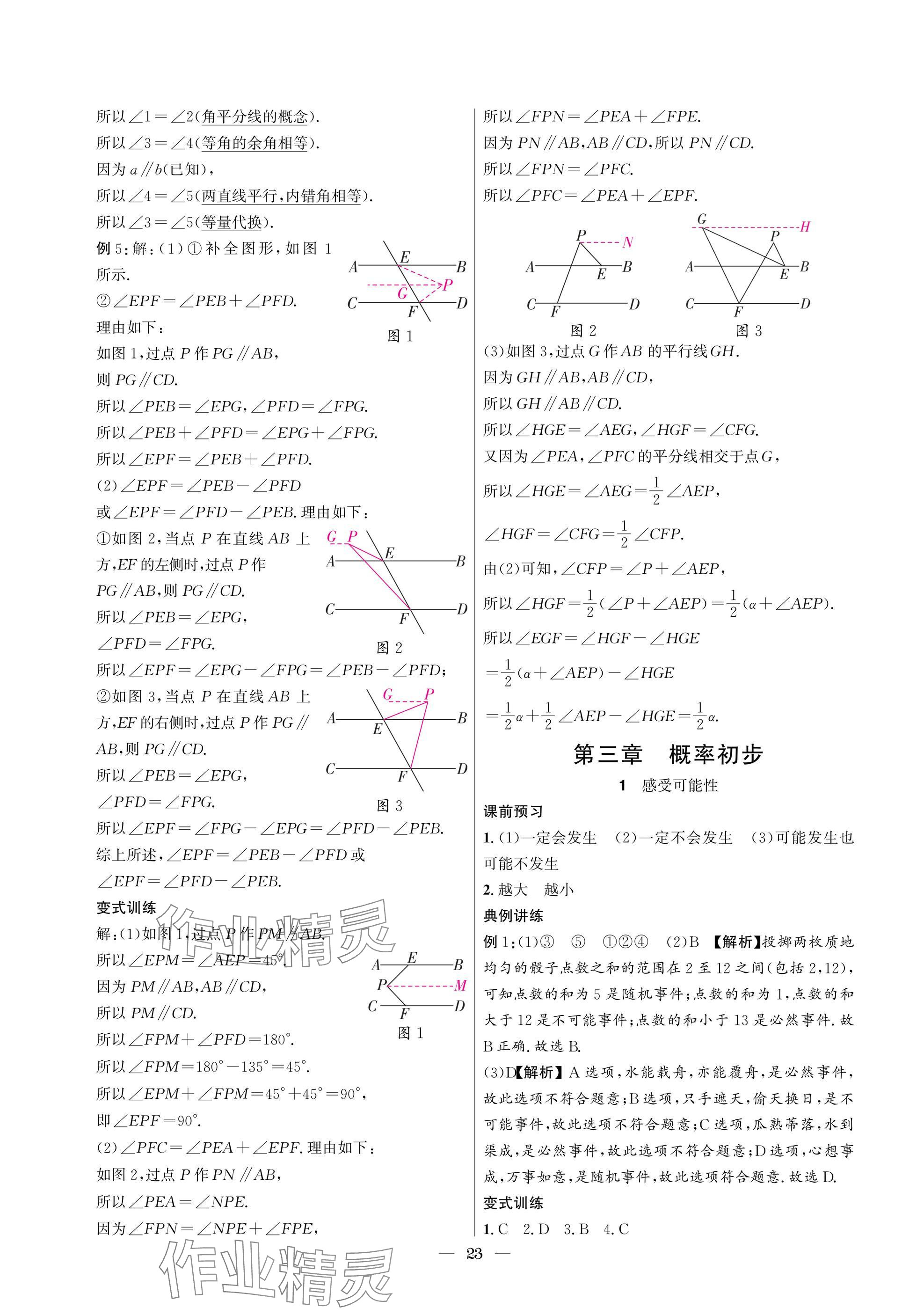 2025年中輔一號課內達標同步學案七年級數學下冊北師大版 參考答案第23頁