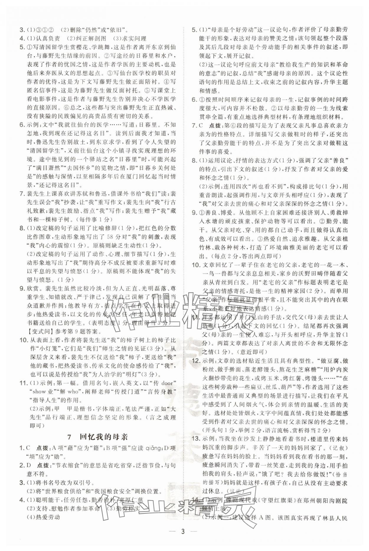 2024年點撥訓(xùn)練八年級語文上冊人教版 第3頁