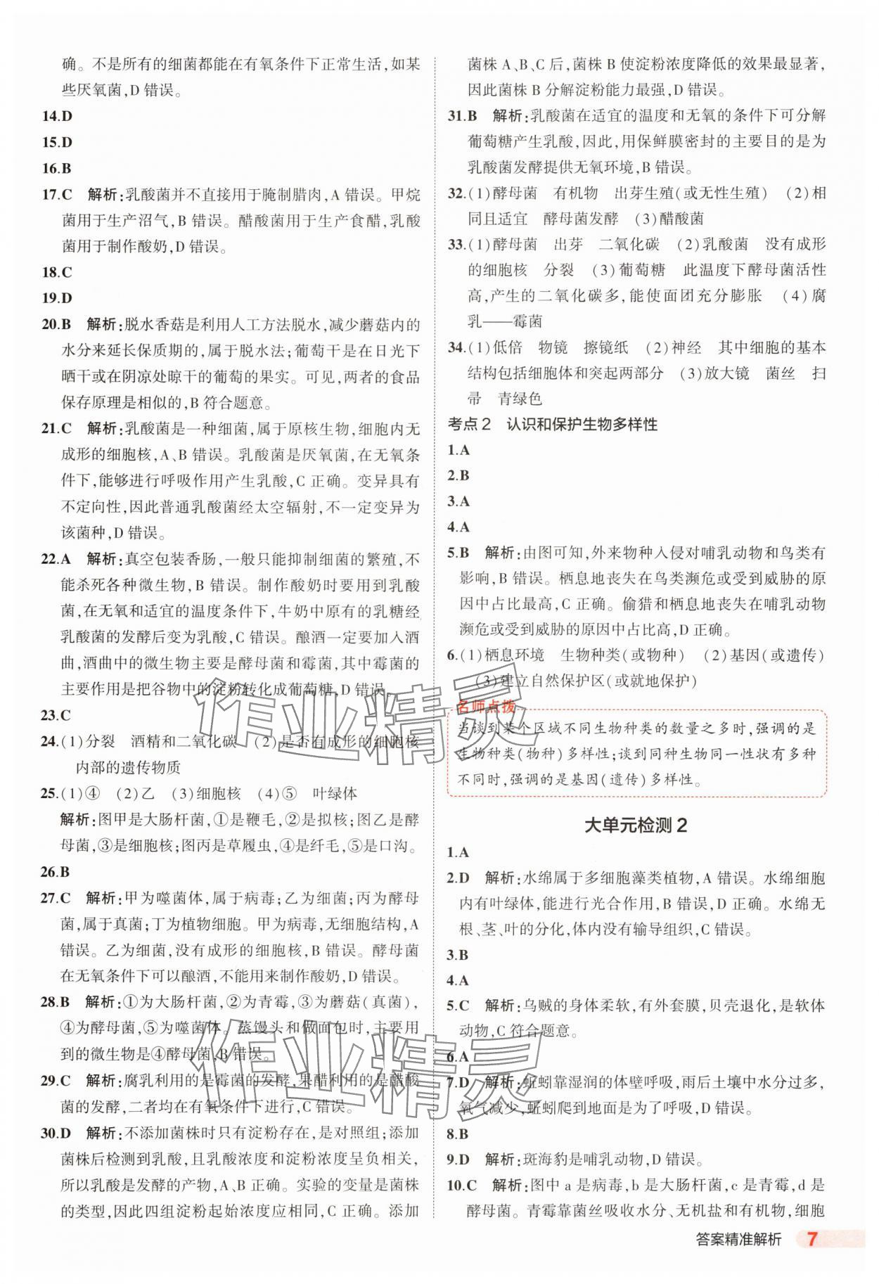 2025年5年中考3年模擬生物中考山東專版 參考答案第7頁