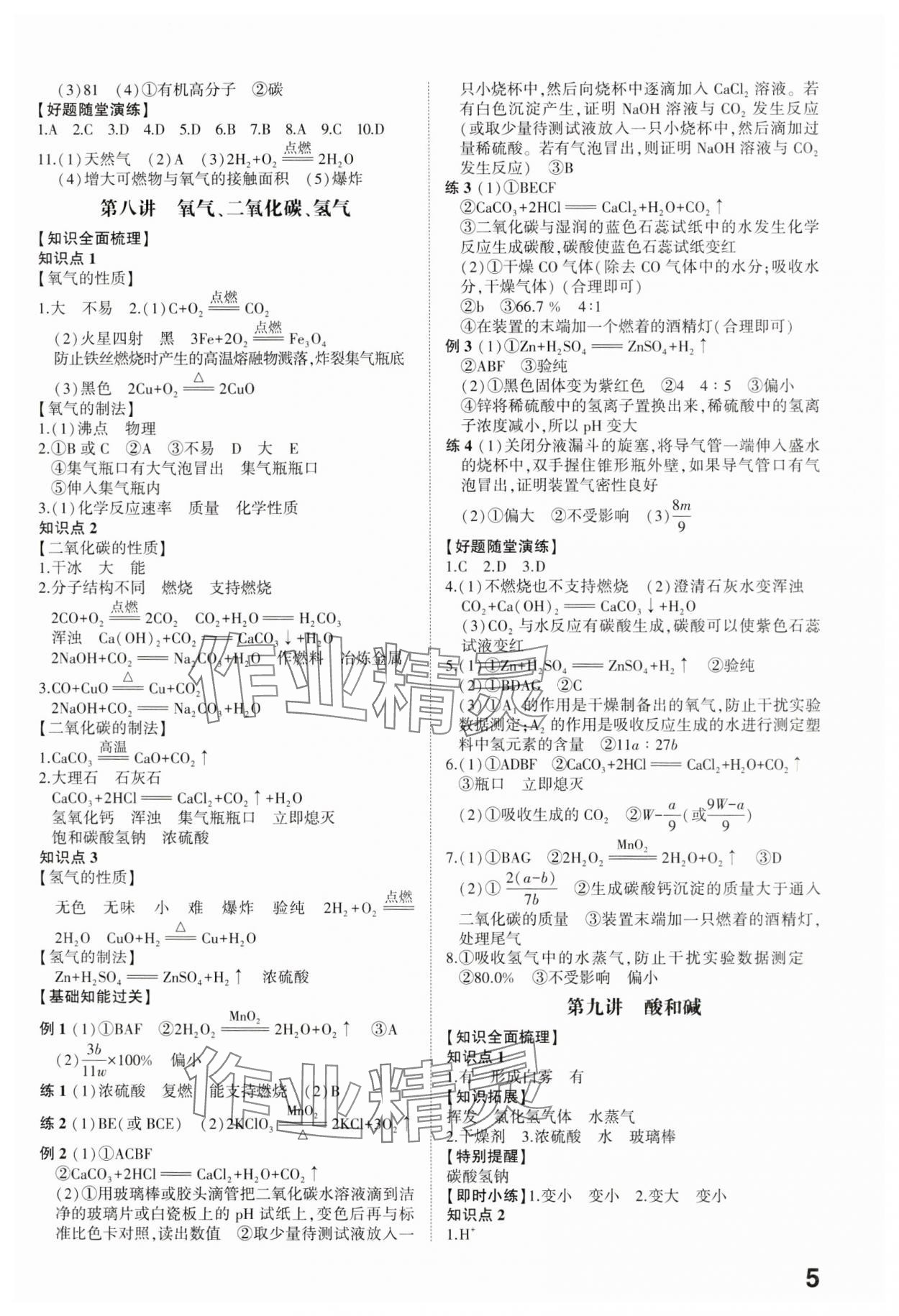 2024年学考传奇化学济南专版 参考答案第4页