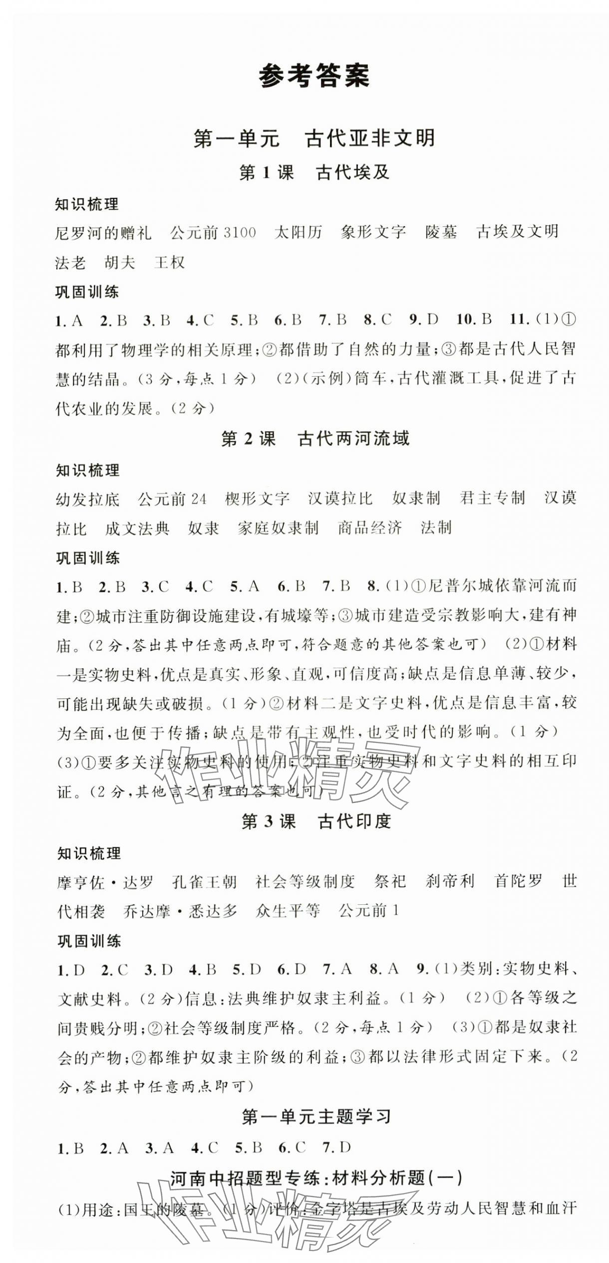 2025年名校课堂九年级历史上册人教版河南专版 第1页