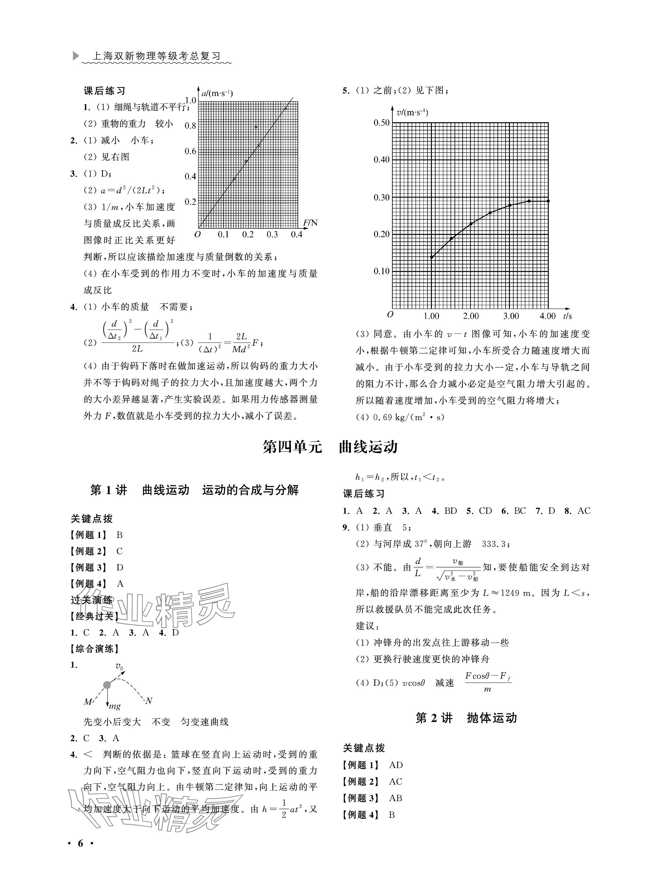 2023年上海双新等级考总复习物理&nbsp;参考答案第6页