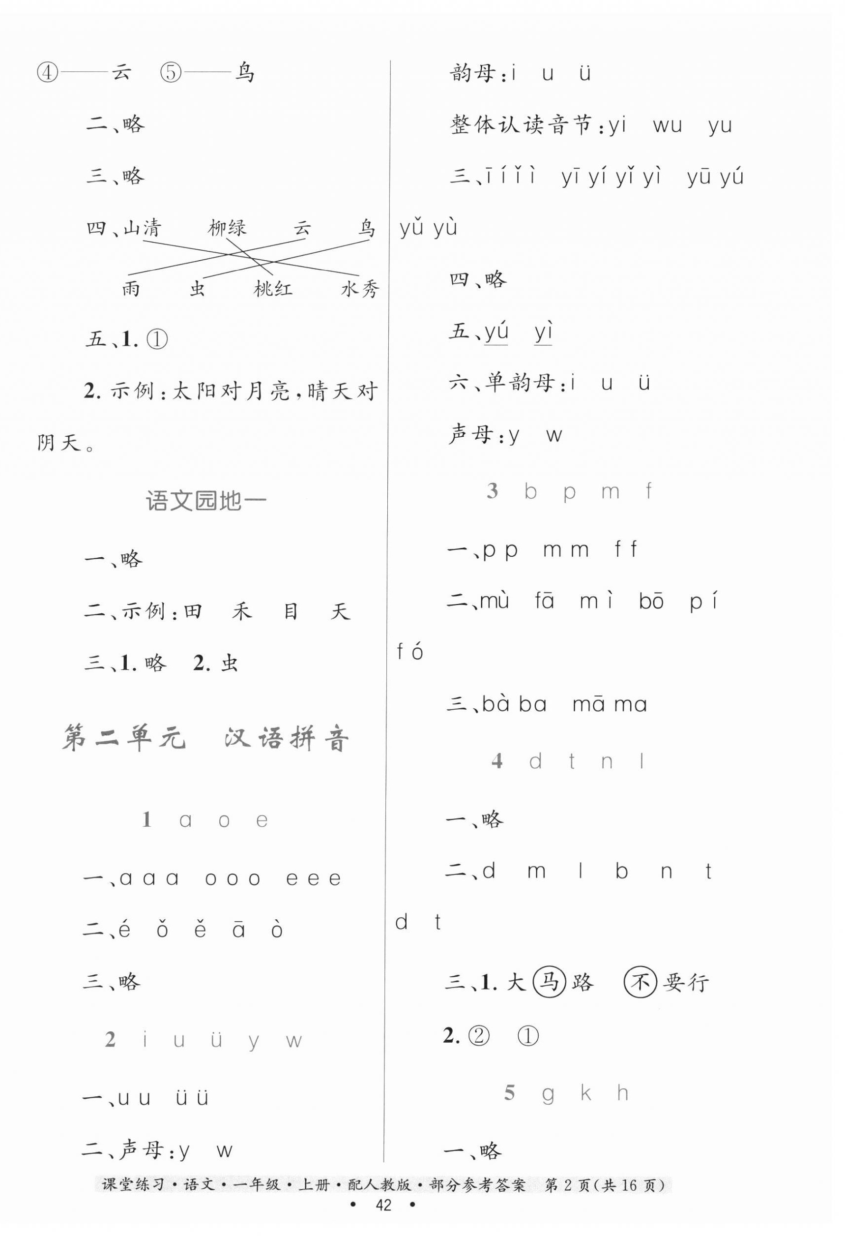 2023年家庭作业一年级语文上册人教版 第2页