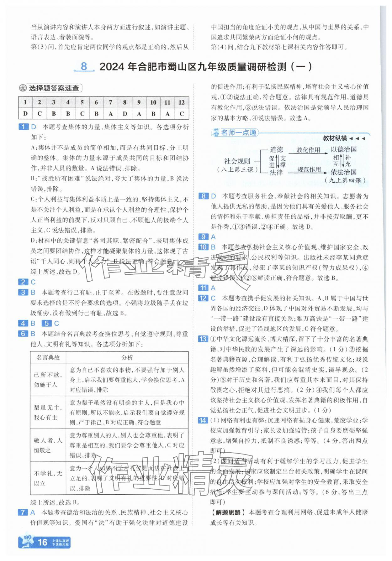 2025年金考卷45套匯編道德與法治人教版安徽專版 參考答案第15頁