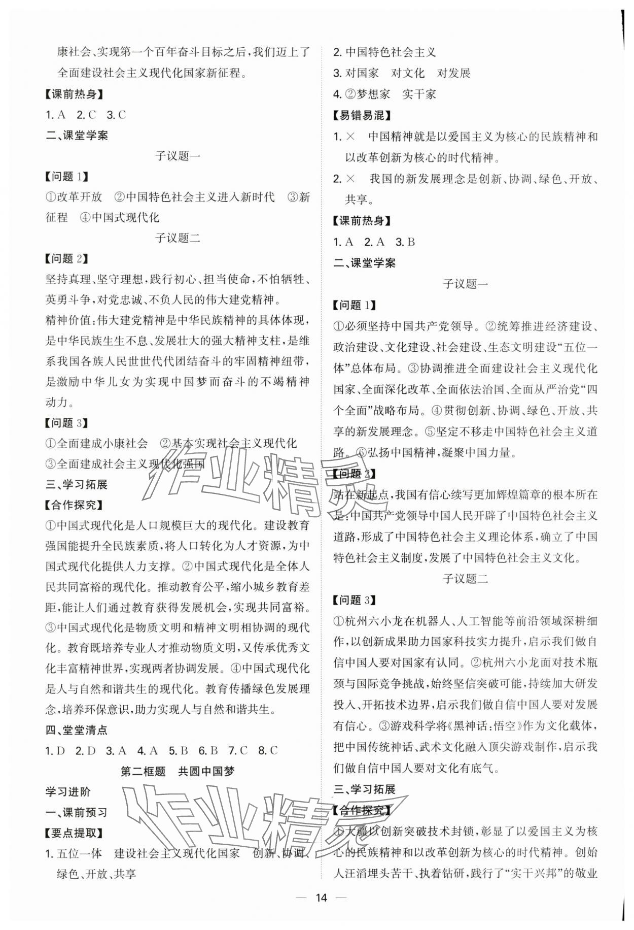 2025年新结构学习测评九年级道德与法治全一册人教版 第14页