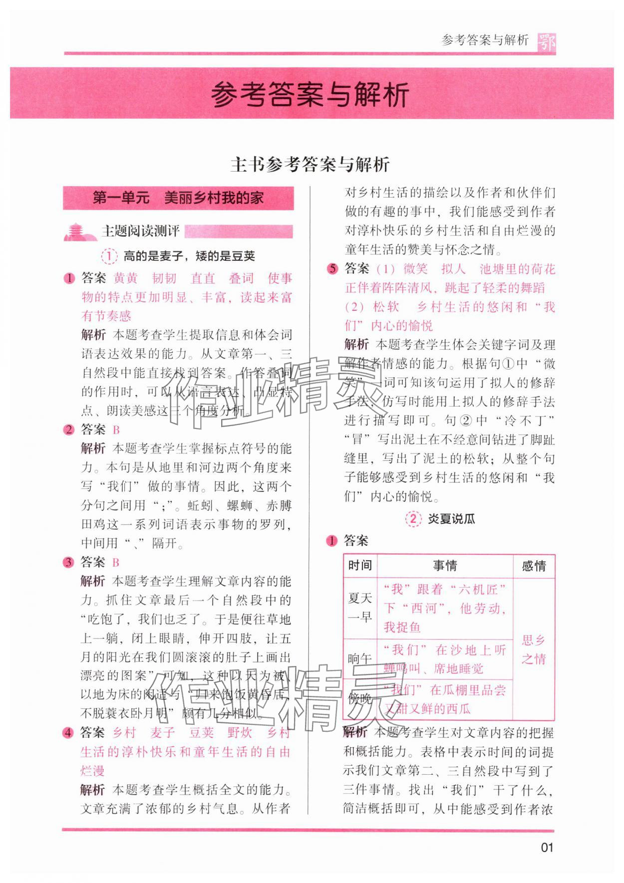 2025年木头马阅读力测评四年级语文下册人教版武汉专版 第1页