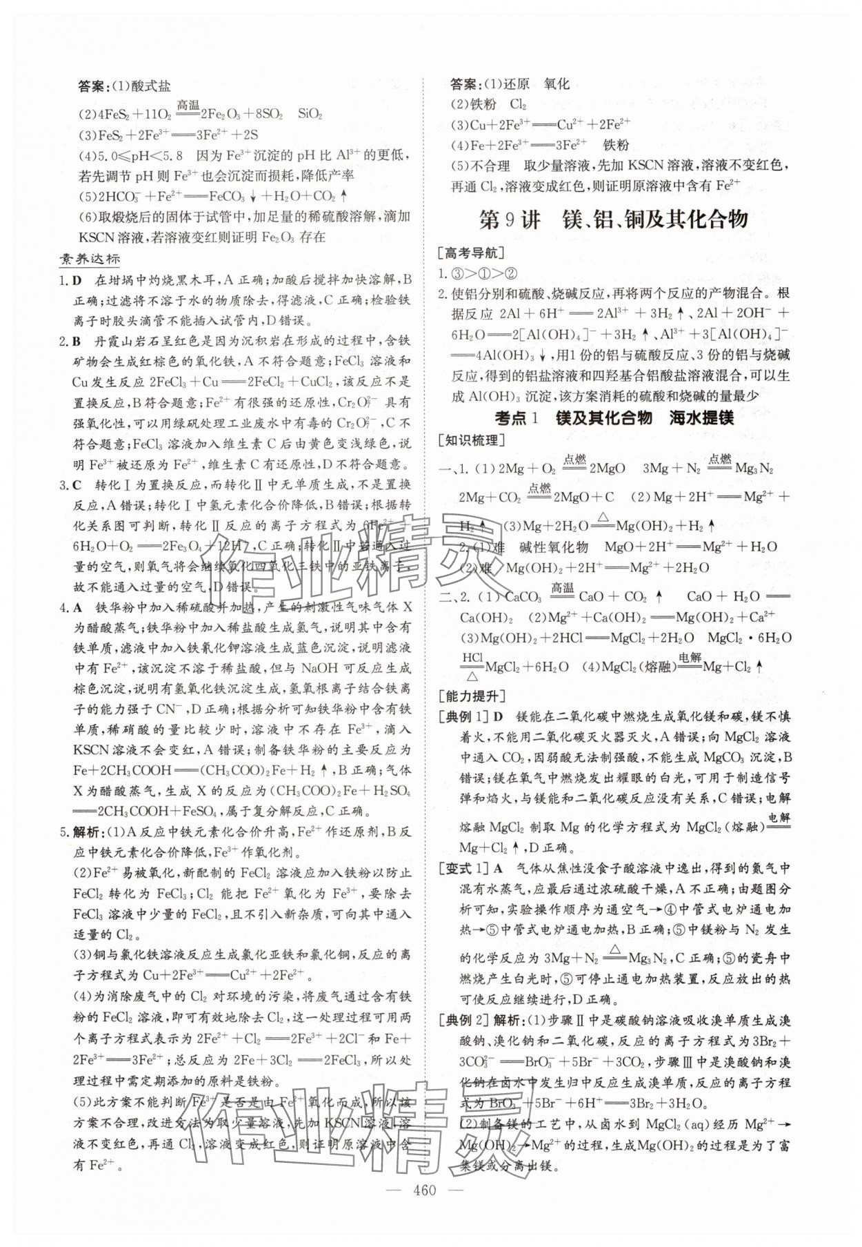 2025年高中总复习导与练高三化学人教版基础版 参考答案第18页