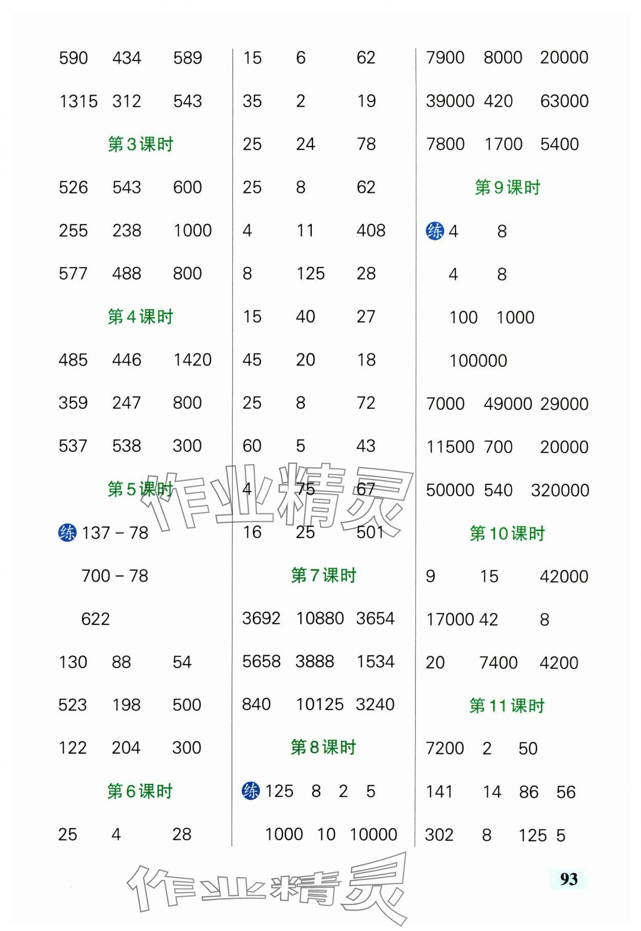 2025年小學學霸口算四年級數(shù)學下冊青島版 參考答案第3頁