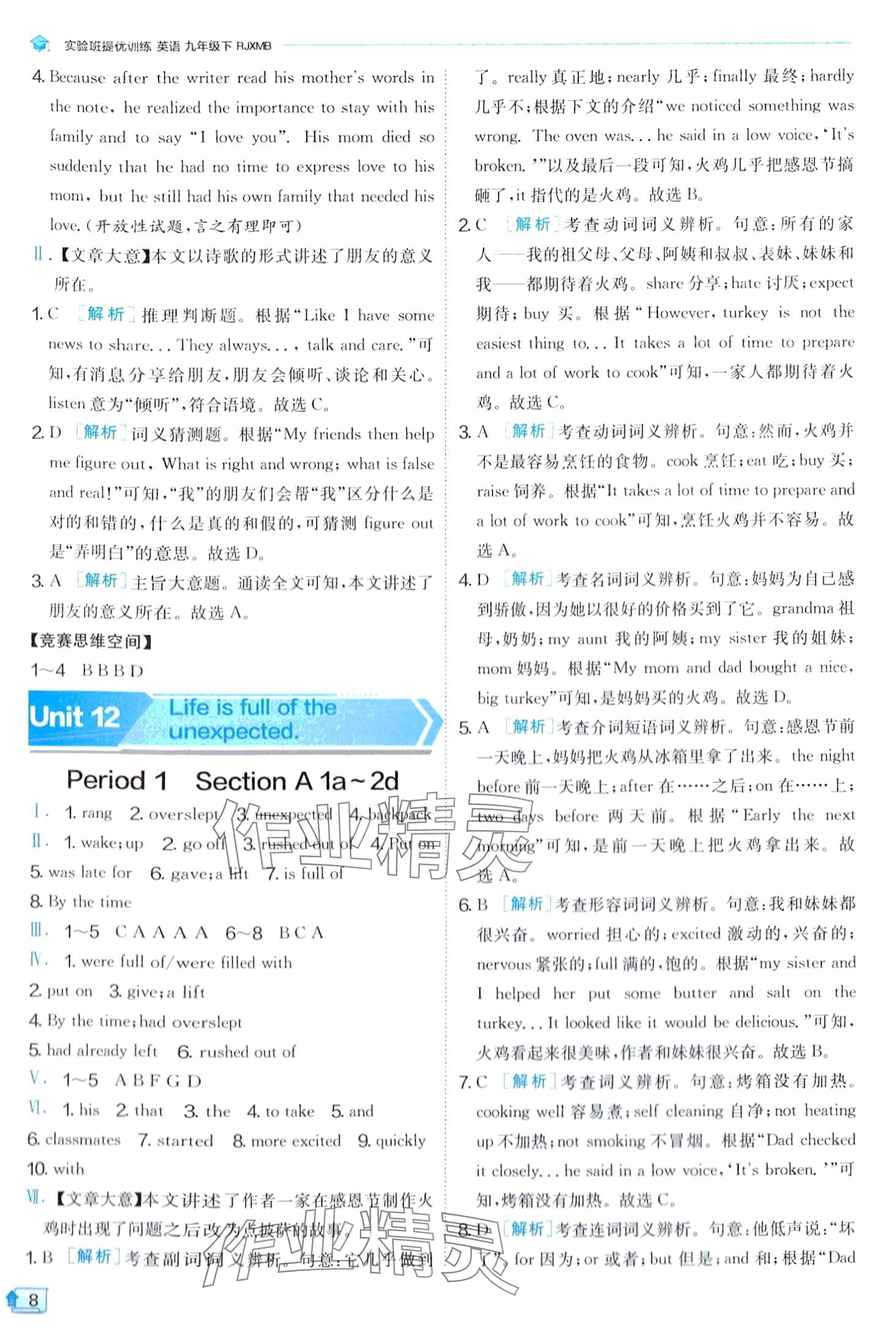 2024年實(shí)驗(yàn)班提優(yōu)訓(xùn)練九年級(jí)英語(yǔ)下冊(cè)人教版 第8頁(yè)