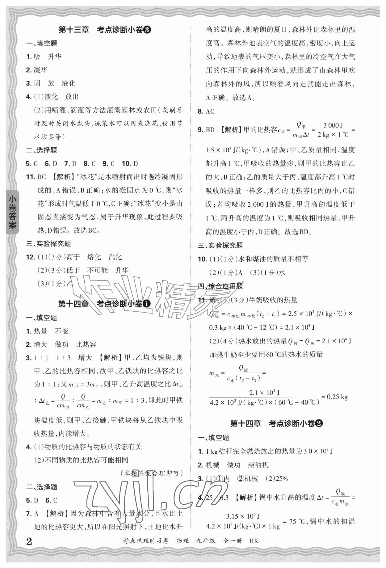 2026年王朝霞考点梳理时习卷九年级物理全一册沪科版&nbsp;第2页