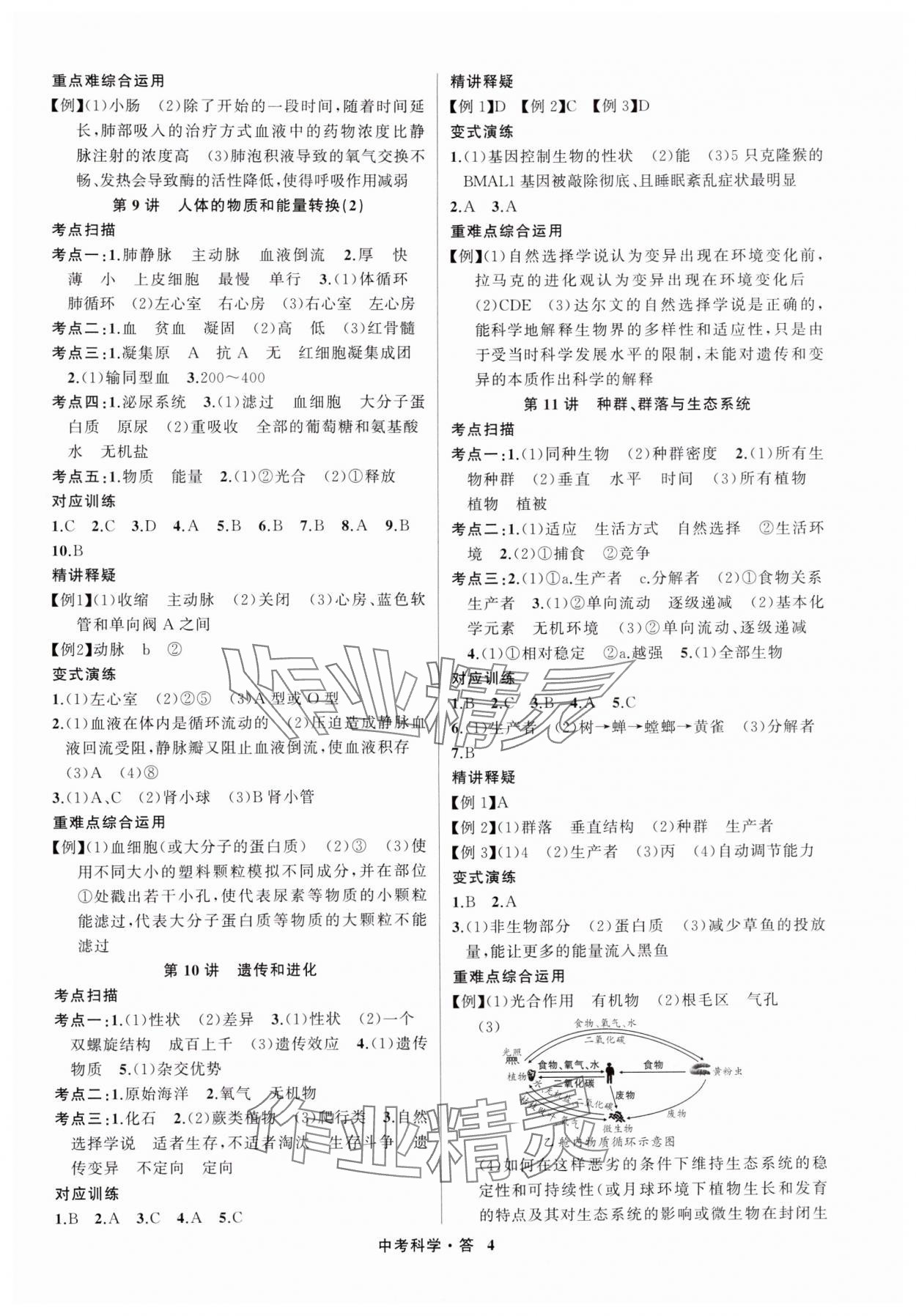 2025年名師面對(duì)面中考滿分特訓(xùn)方案科學(xué)浙江專版 參考答案第4頁(yè)