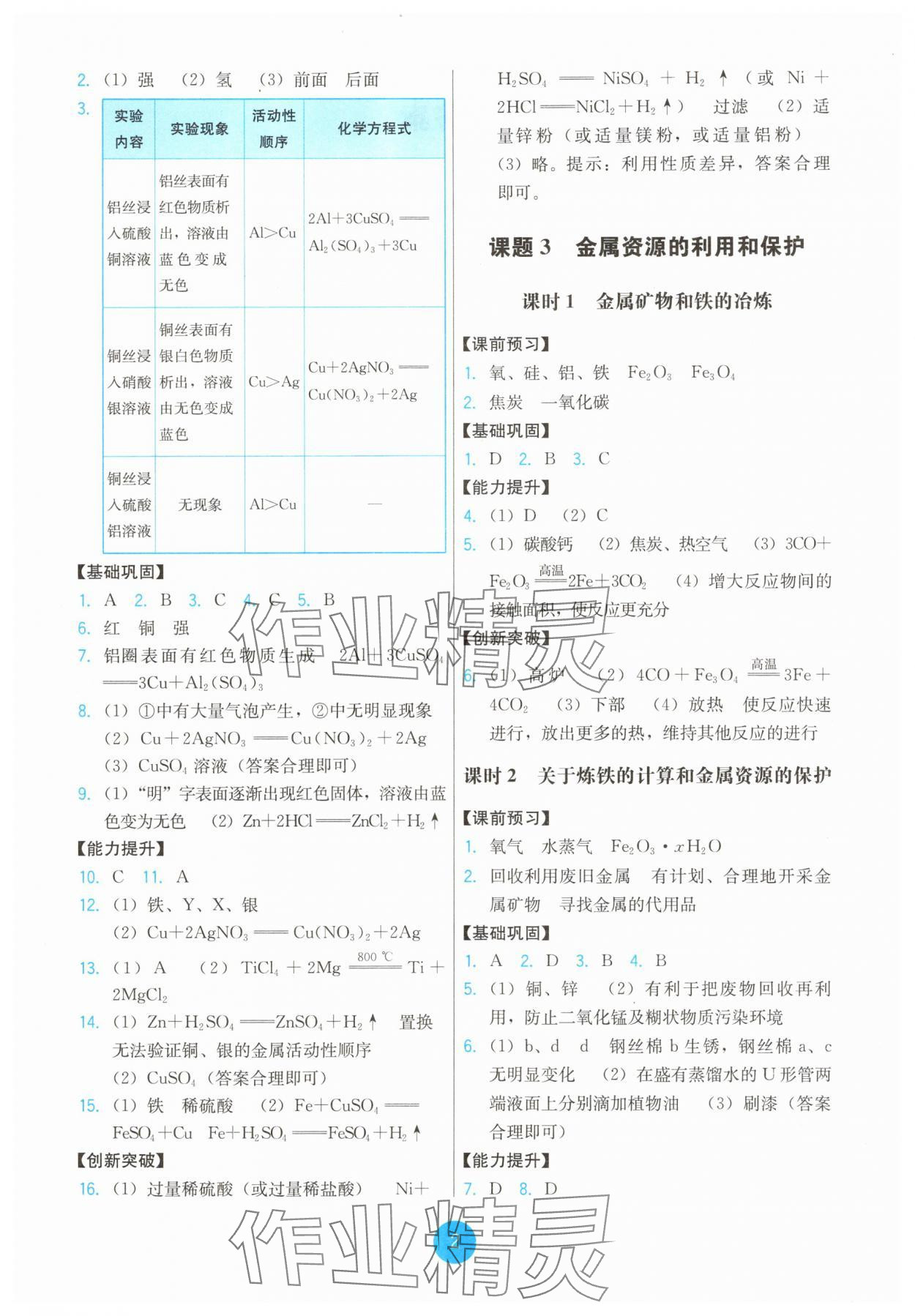 2025年能力培養與測試九年級化學下冊人教版湖南專版 第2頁