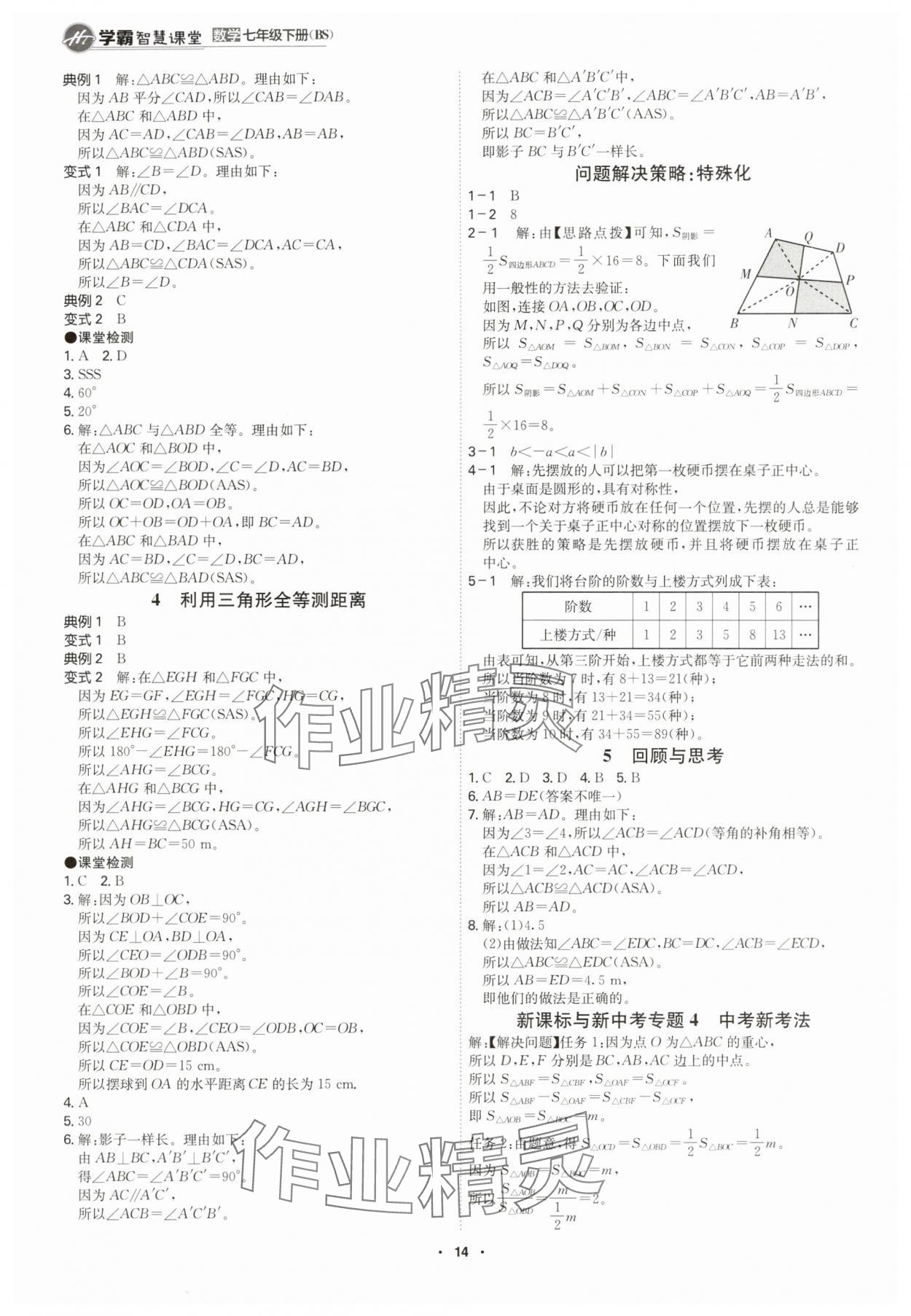 2025年學霸智慧課堂七年級數學下冊北師大版 參考答案第13頁