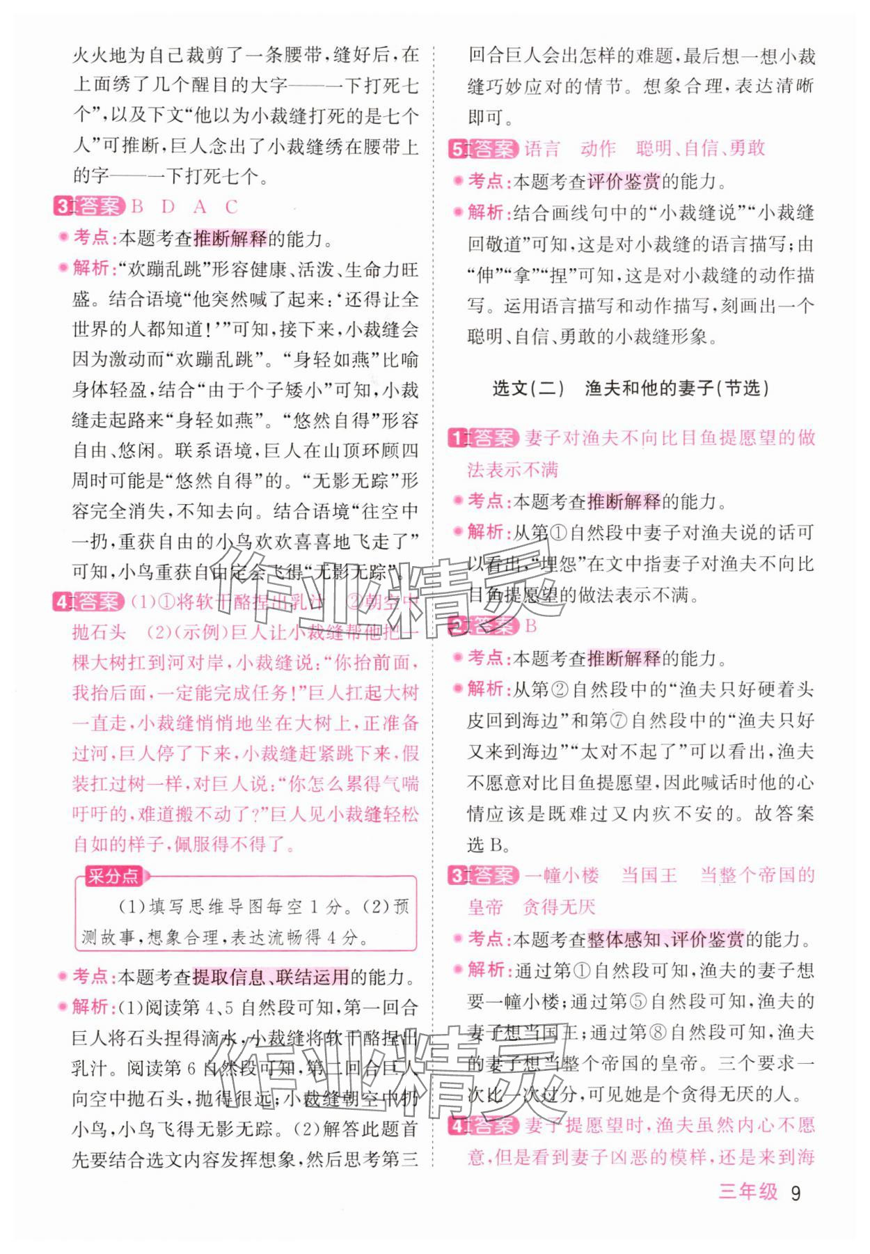 2025年阳光同学同步阅读素养测试三年级语文上册人教版&nbsp;第9页