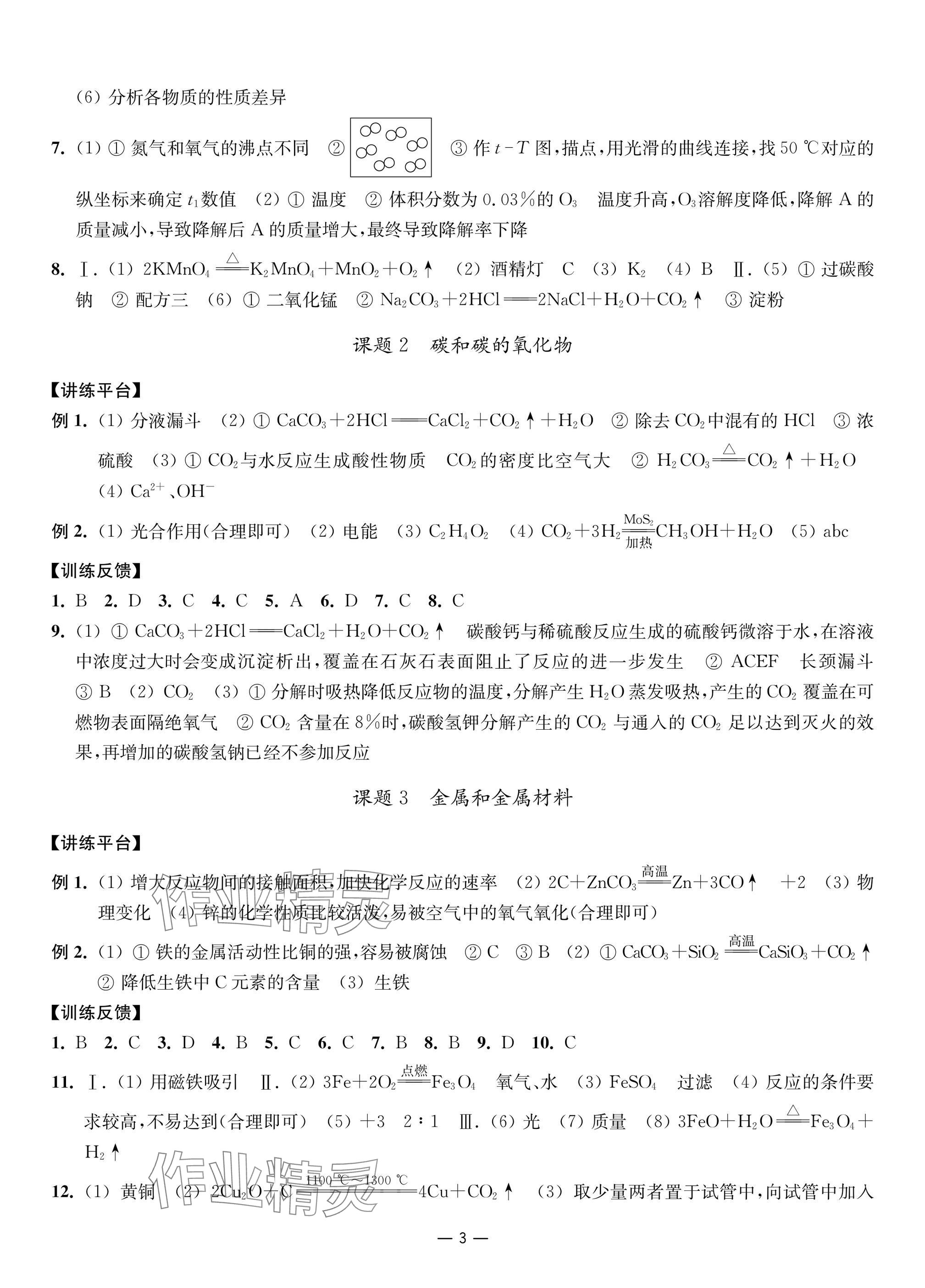 2025年中考指南化學 參考答案第3頁