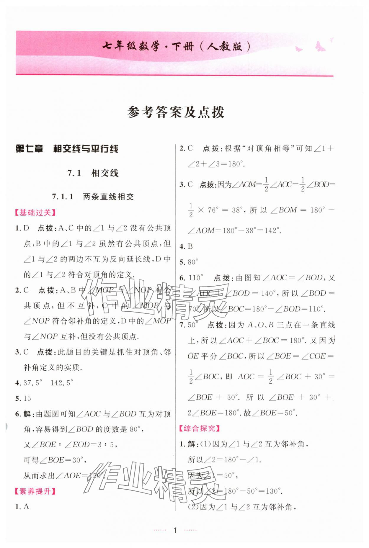 2025年三維數(shù)字課堂七年級數(shù)學(xué)下冊人教版 第1頁