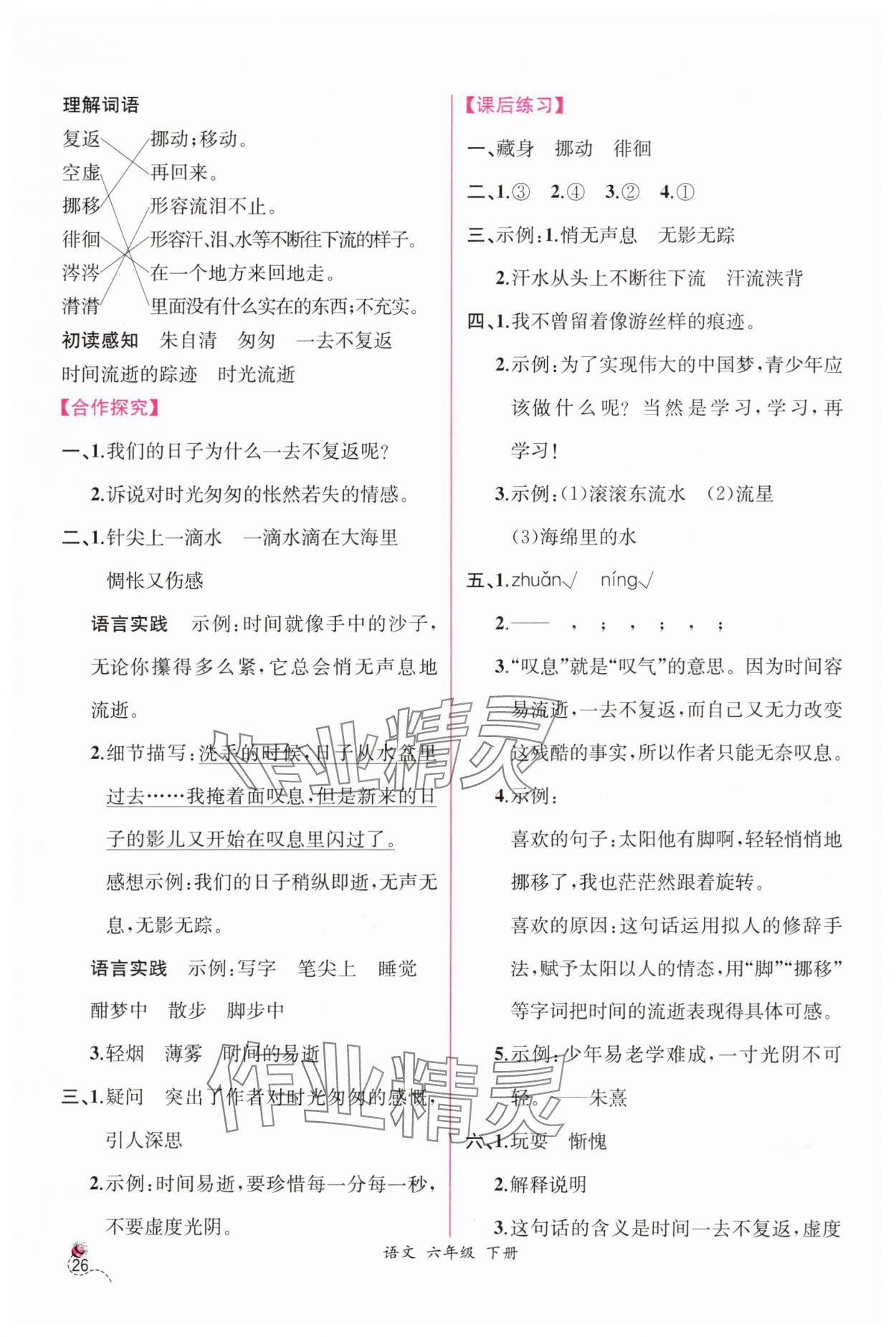 2025年課時練人民教育出版社六年級語文下冊人教版 第8頁