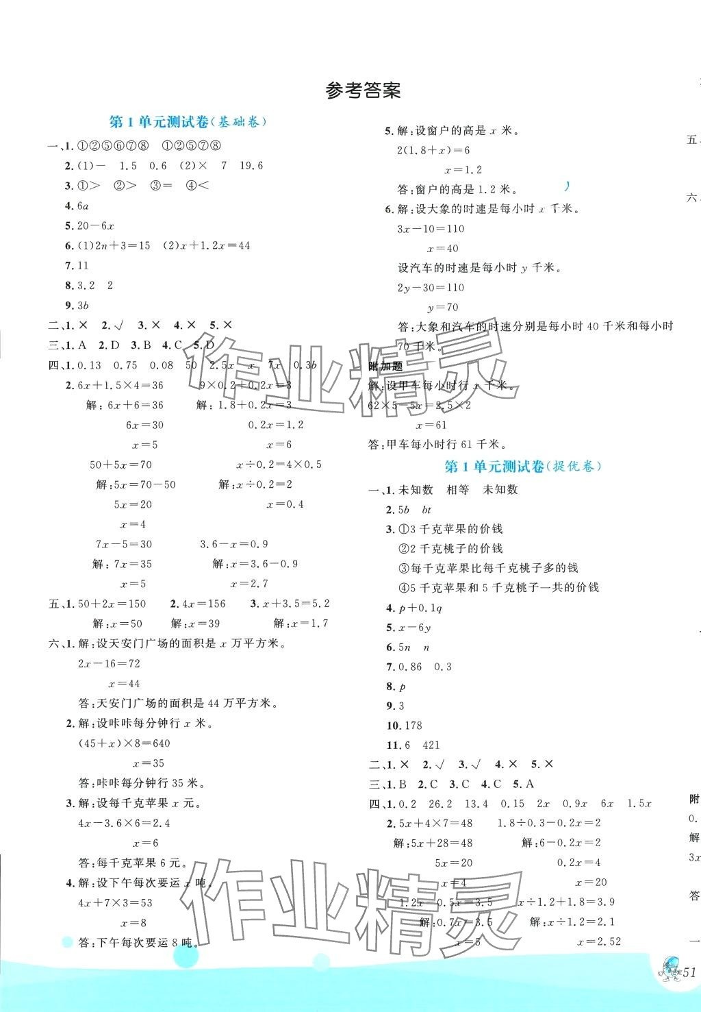 2024年优秀生测试卷五年级数学下册苏教版 第1页