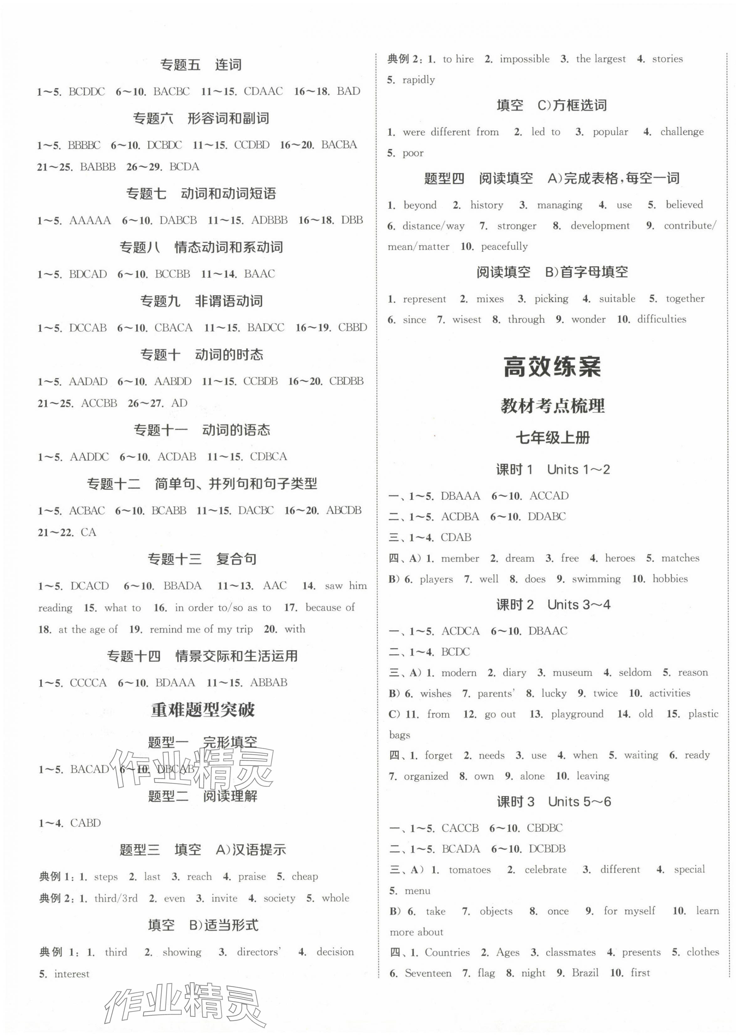 2024年通城1典中考復(fù)習(xí)方略英語南京專版 參考答案第5頁