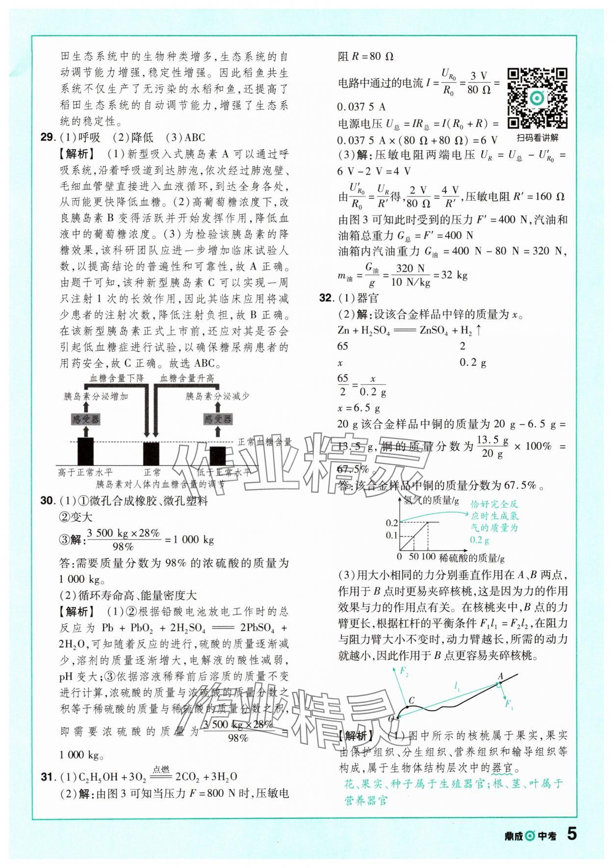 2025年中考仿真卷科學(xué)浙江專版 參考答案第5頁